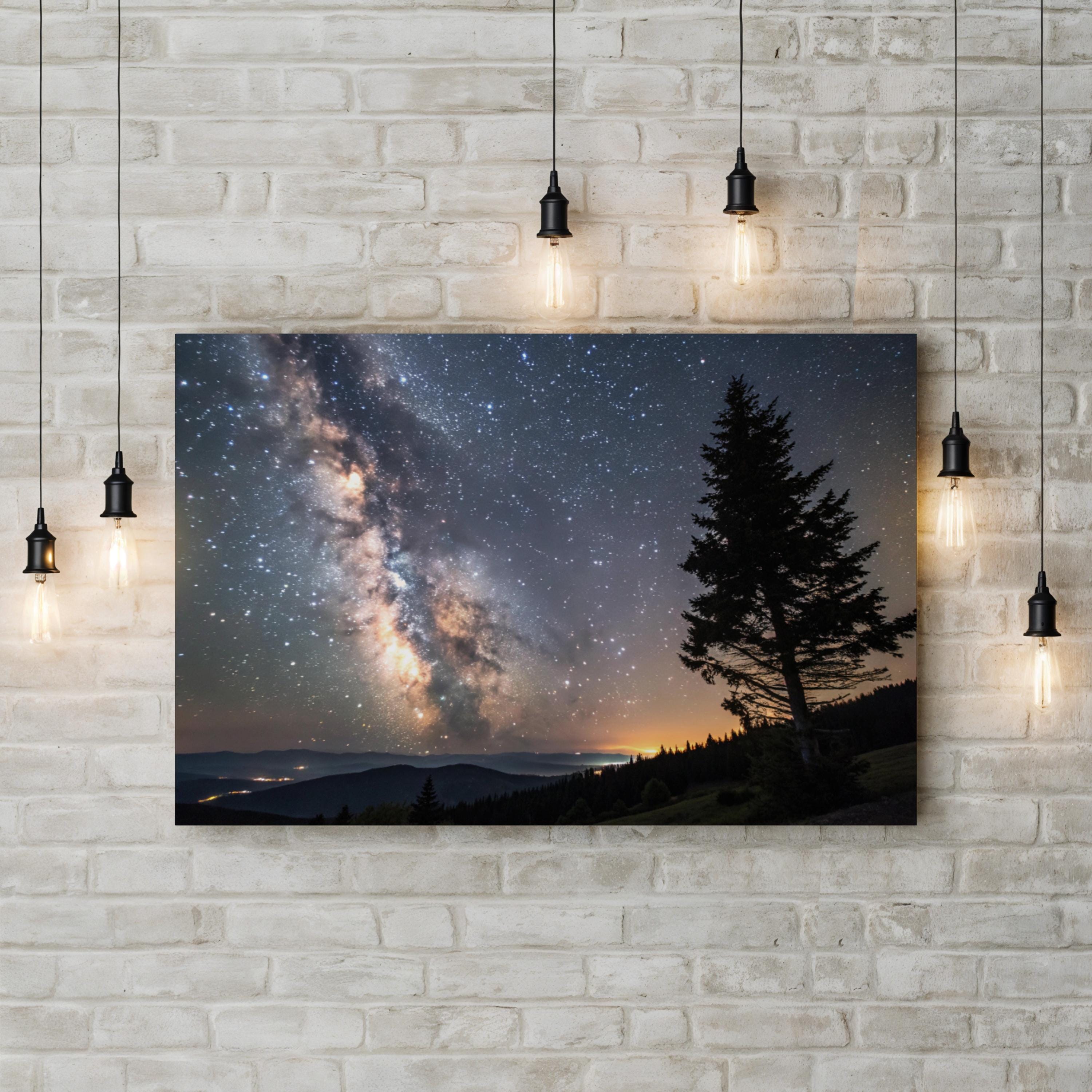 Milky Way Galaxy Night Sky – Vintage Photography Wall Art | Starry Landscape Canvas Print
