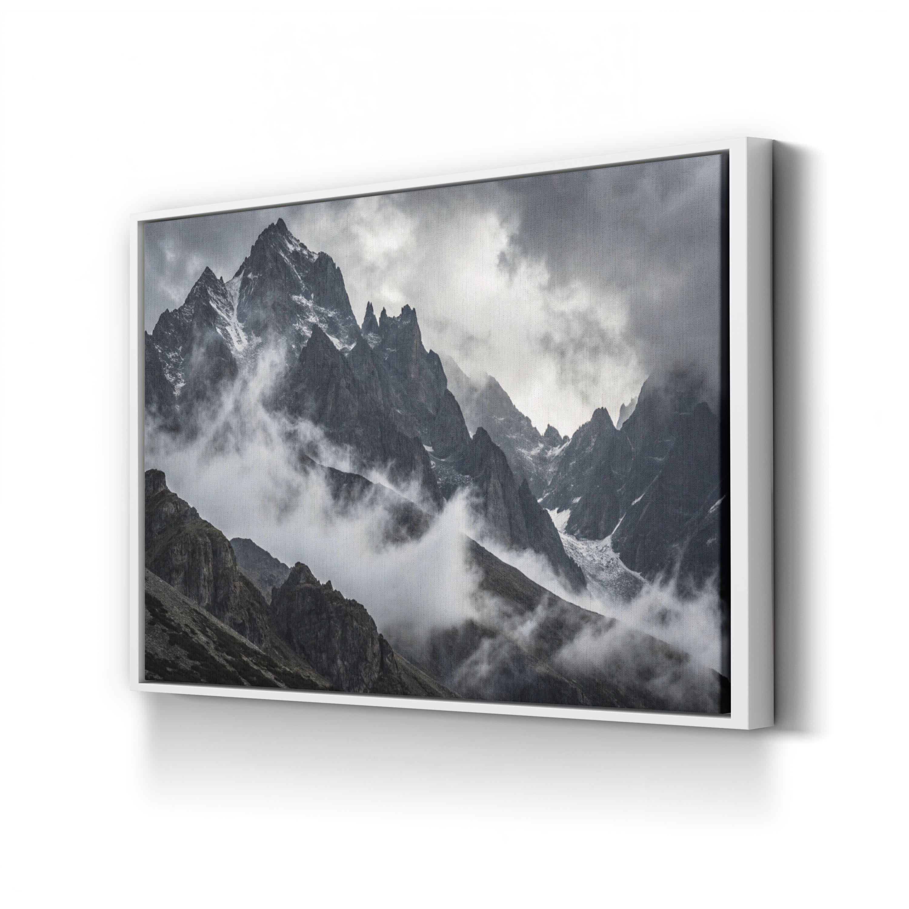 Misty Mountain – Vintage Photography Wall Art | Foggy Alpine Landscape Canvas Print