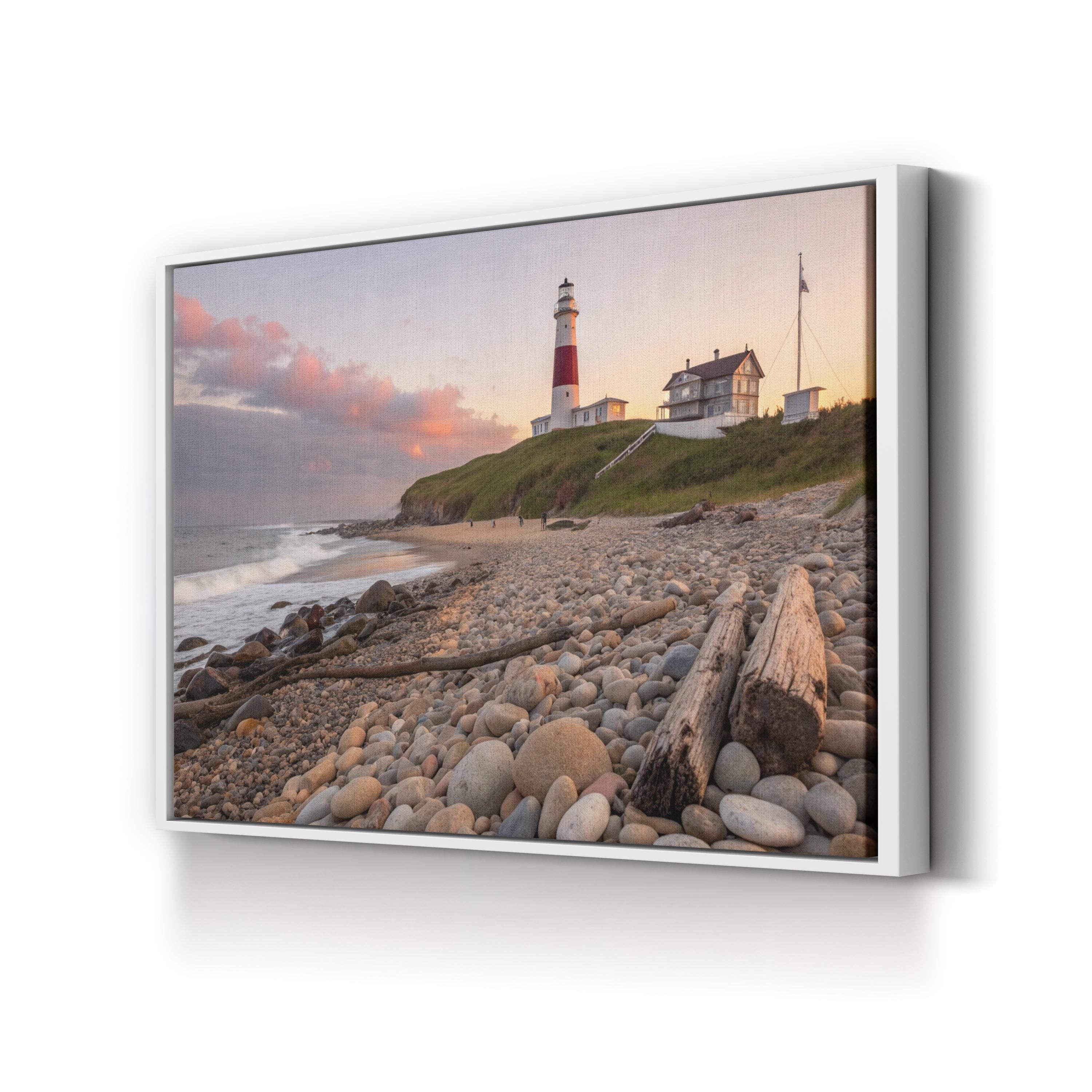 Montauk Point Lighthouse, Long Island New York Wall Art — Coastal Seascape Canvas Print
