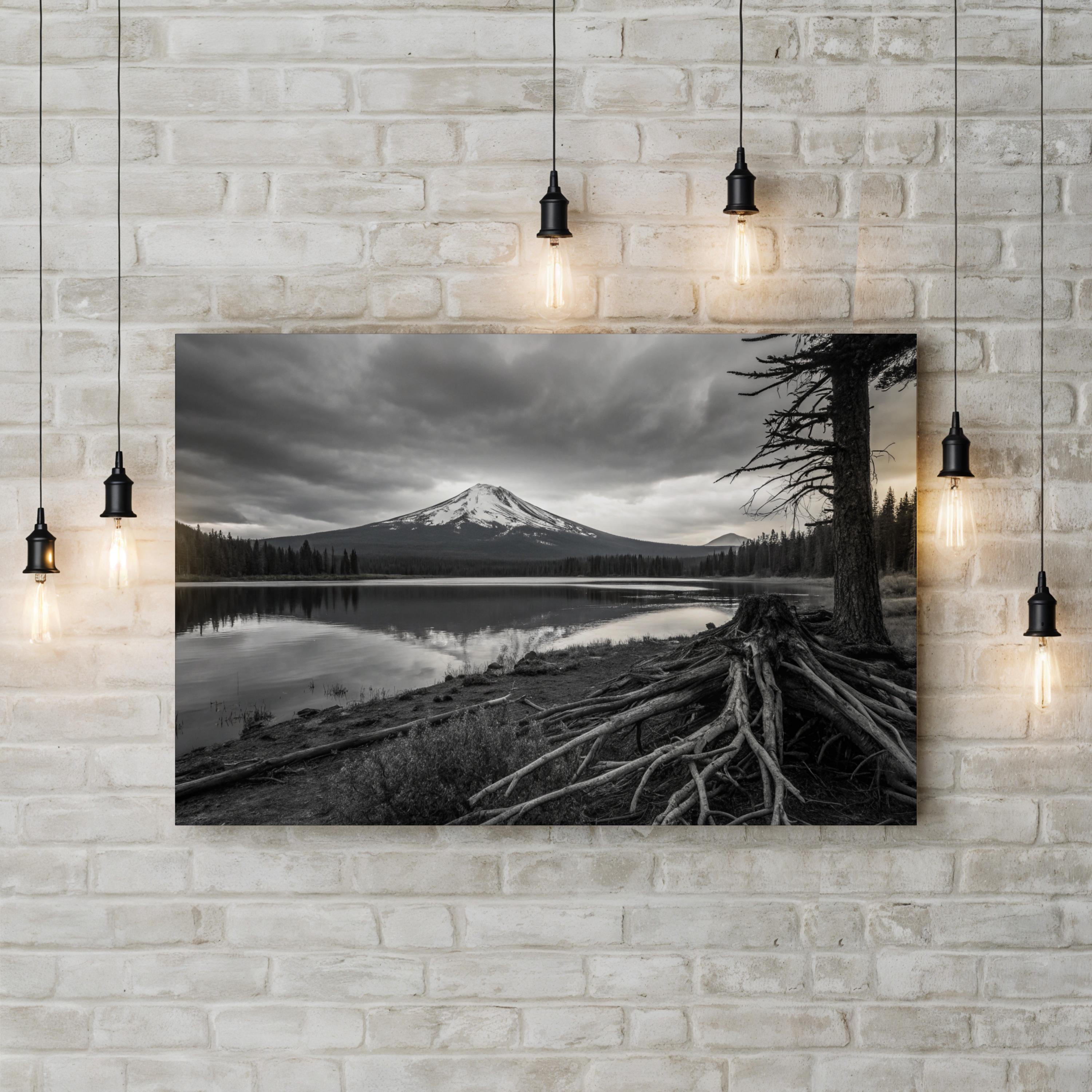 Mt. Bachelor – Vintage Photography Wall Art | Lake & Mountain Landscape Canvas Print