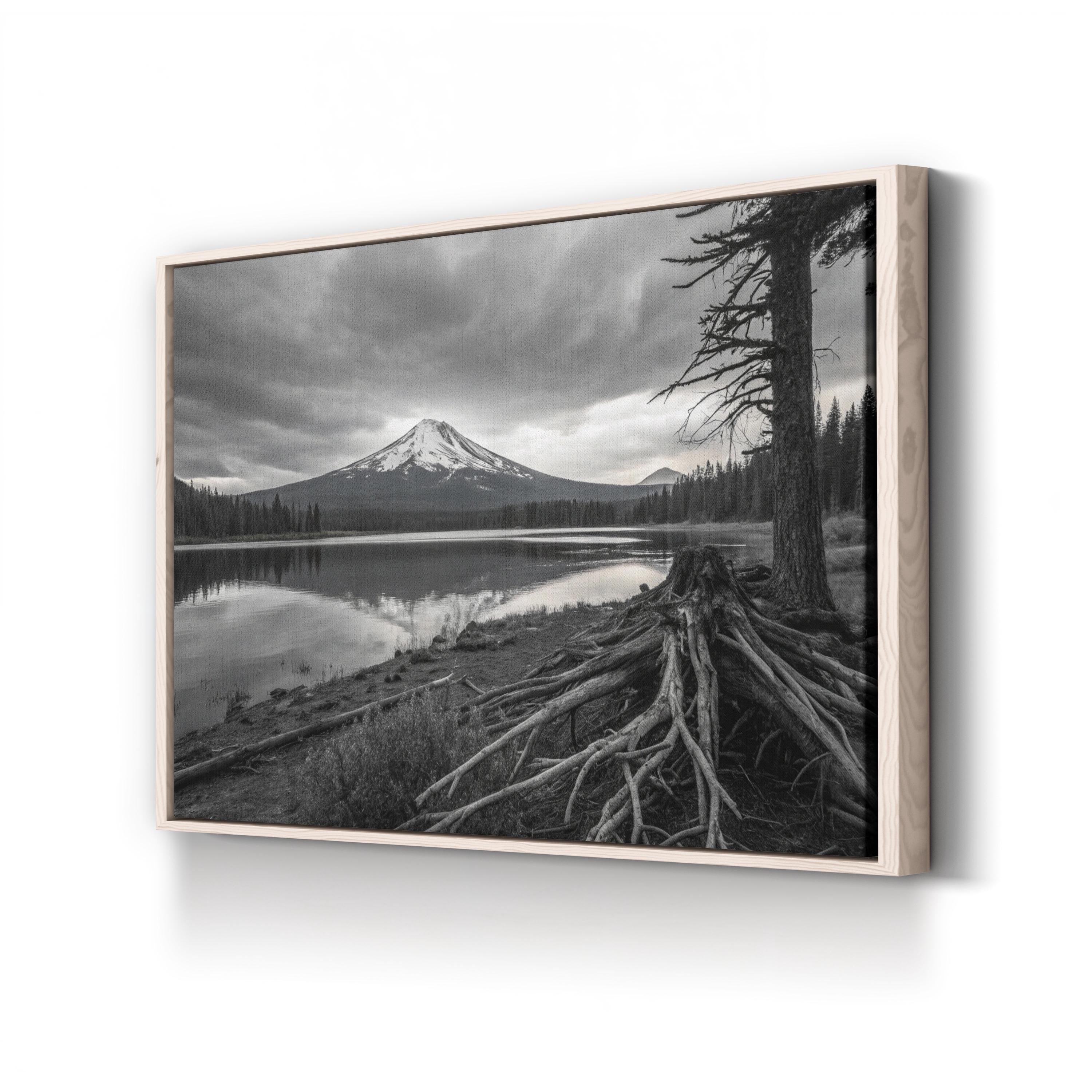 Mt. Bachelor – Vintage Photography Wall Art | Lake & Mountain Landscape Canvas Print