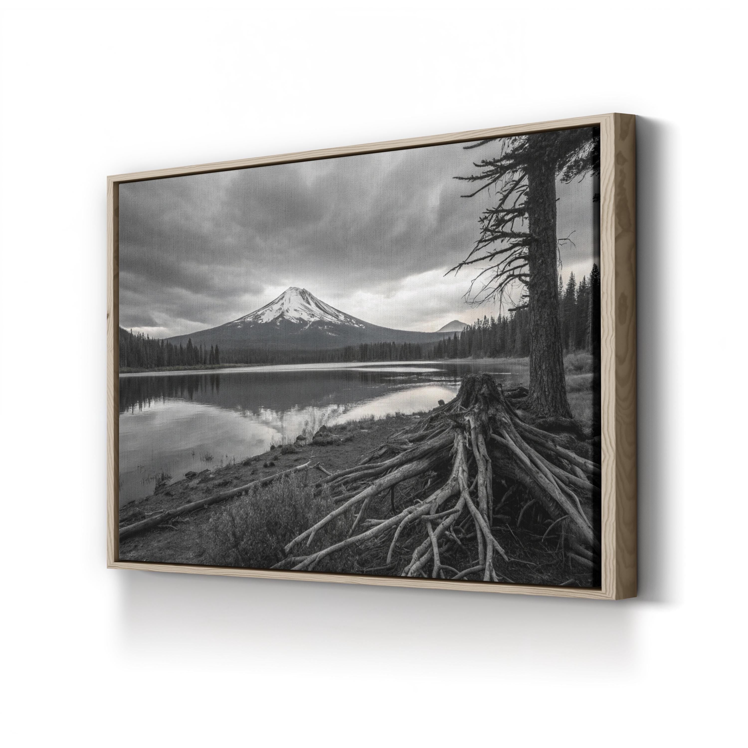 Mt. Bachelor – Vintage Photography Wall Art | Lake & Mountain Landscape Canvas Print