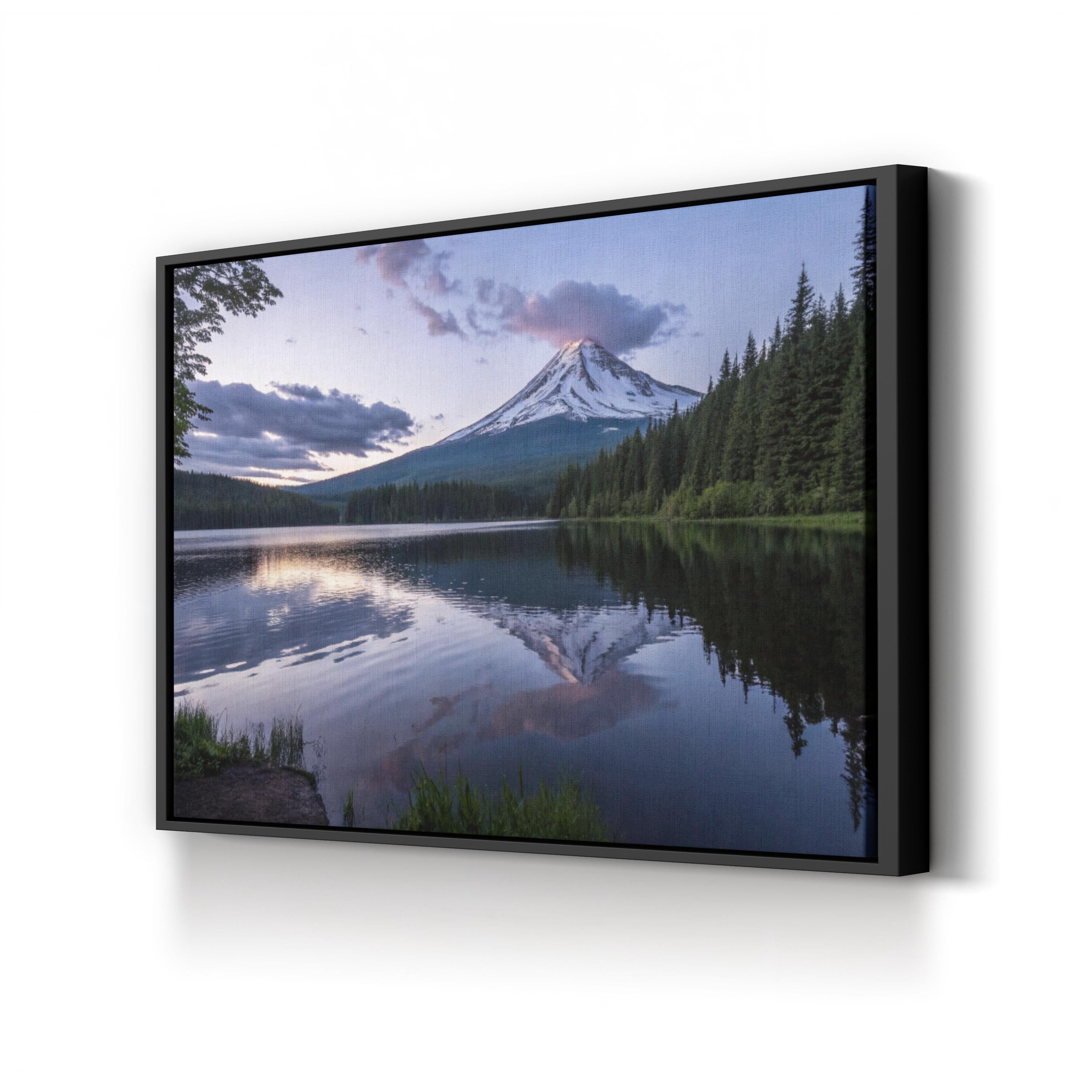 Mount Hood Canvas Wall Art: Mount Hood Oregon Alpine Lake Reflection Landscape Print