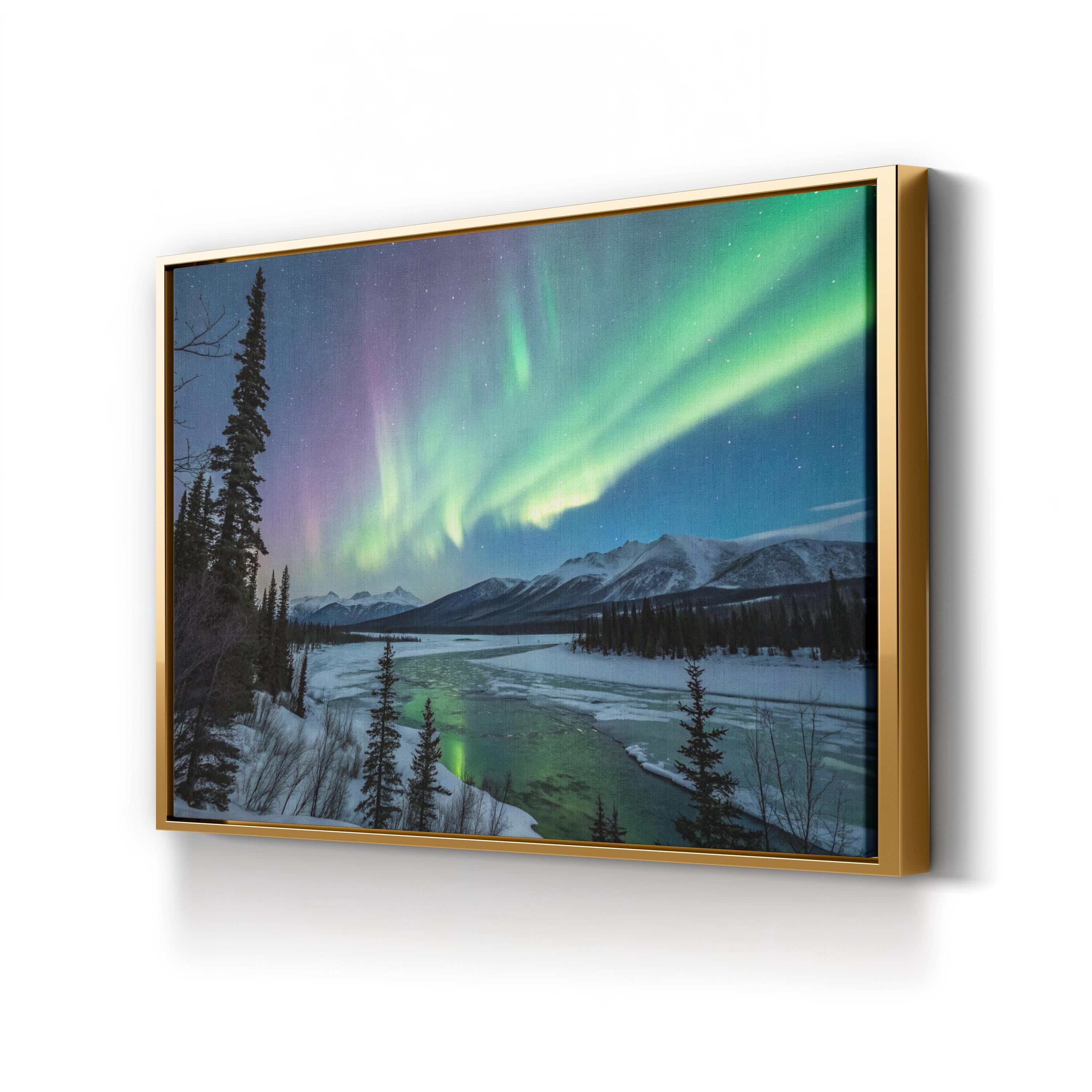 Aurora Borealis Northern Lights – Vintage Photography Wall Art | Winter Night Sky Canvas Print