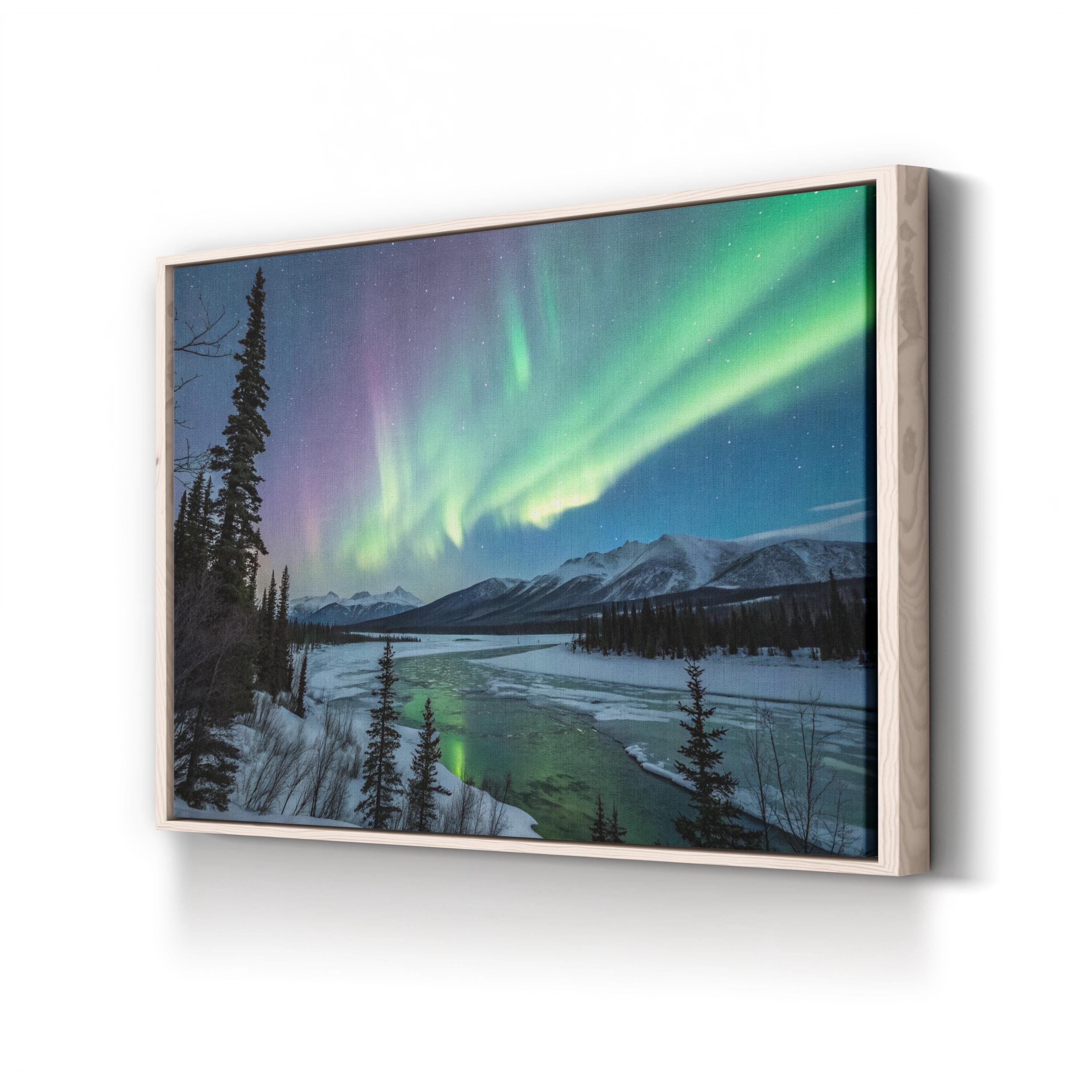 Aurora Borealis Northern Lights – Vintage Photography Wall Art | Winter Night Sky Canvas Print