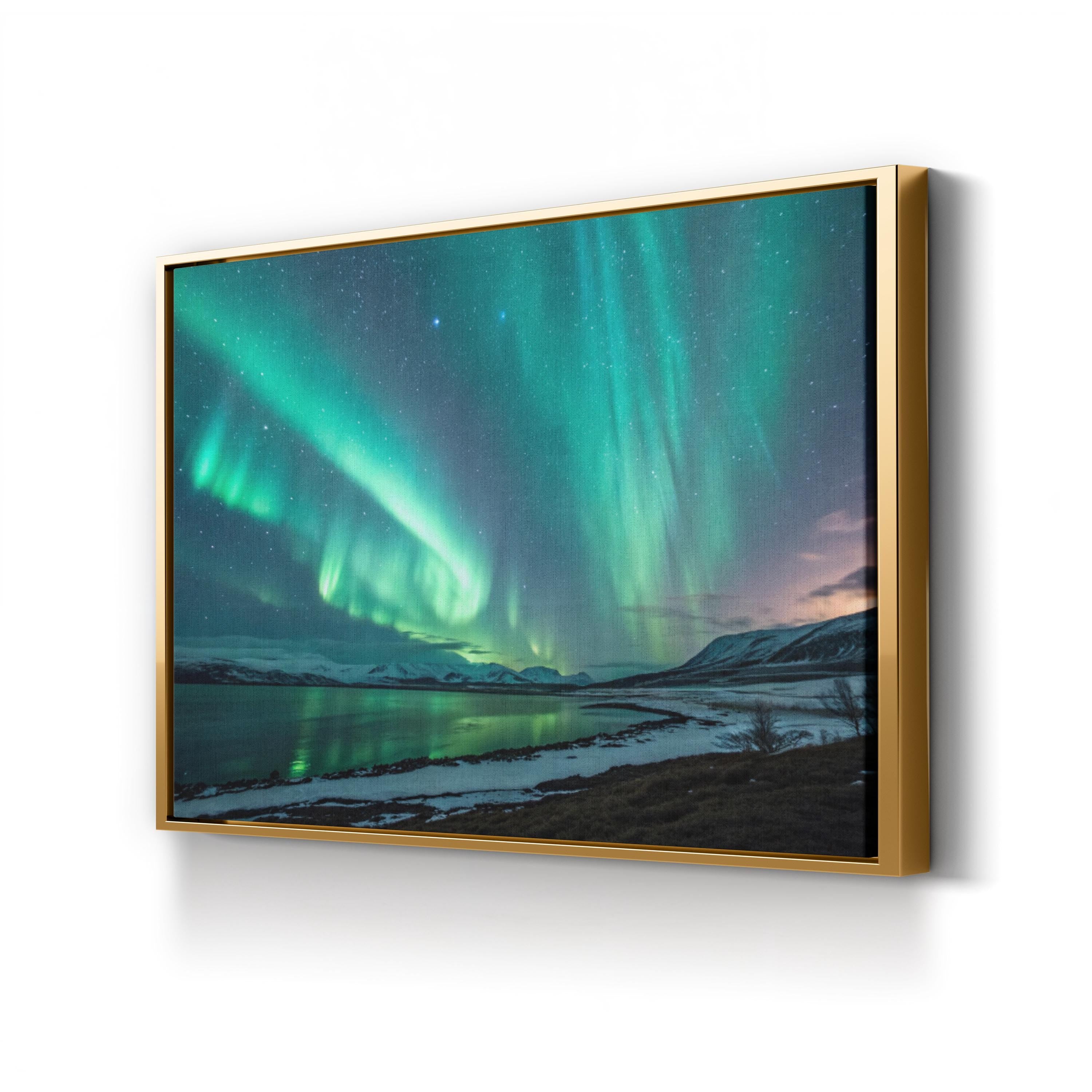 Aurora Borealis Winter Night Sky – Vintage Photography Wall Art | Majestic Landscape Canvas Print