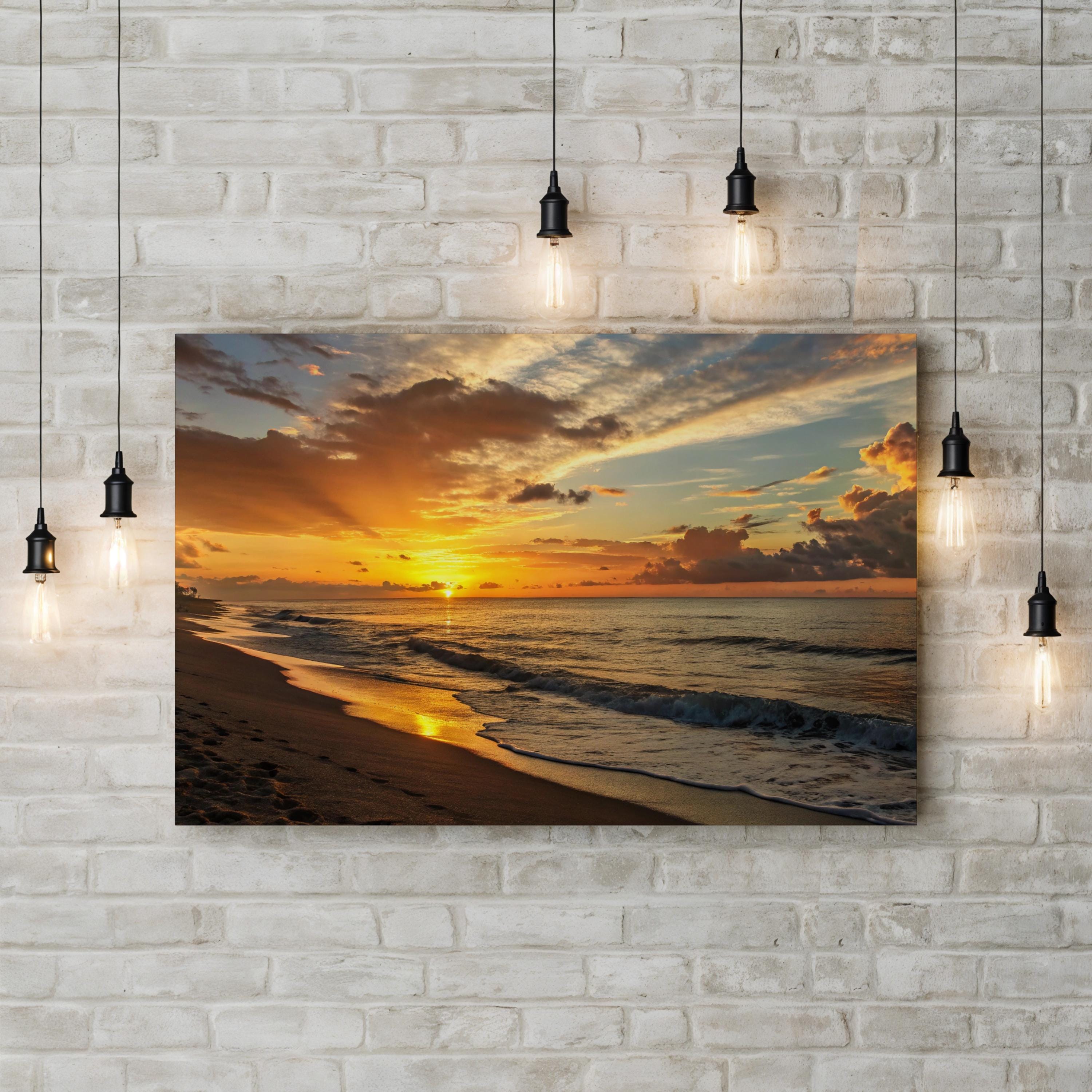 Oregon Coast Sunset Canvas Art – Framed Pacific Seascape