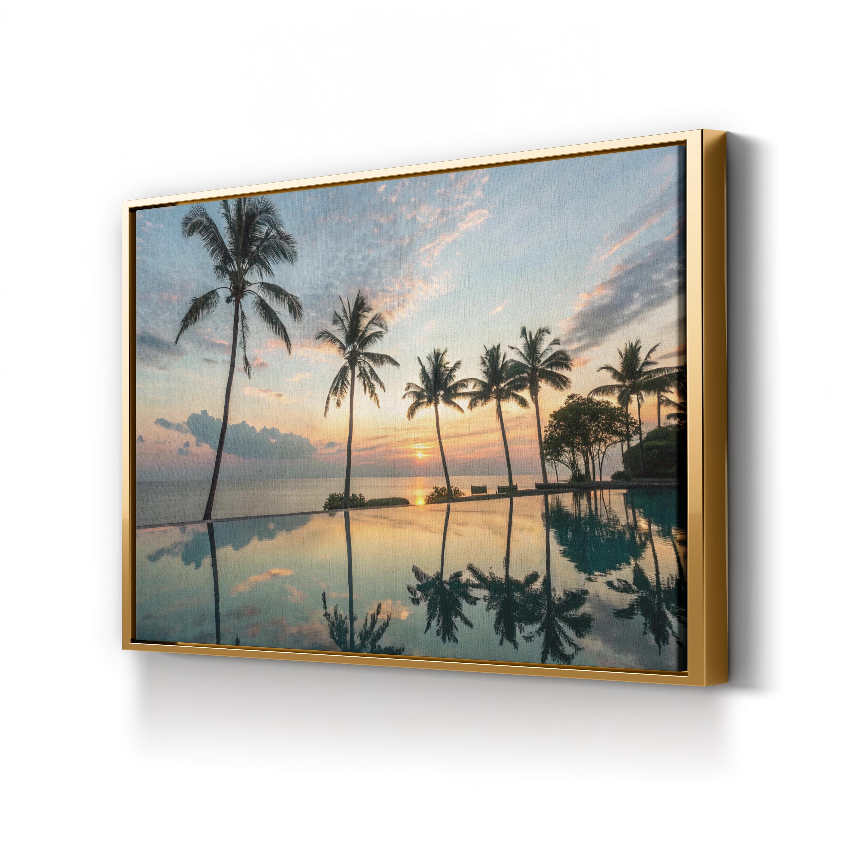 Palm Tree Reflection Canvas Print – Tropical Coastal Seascape