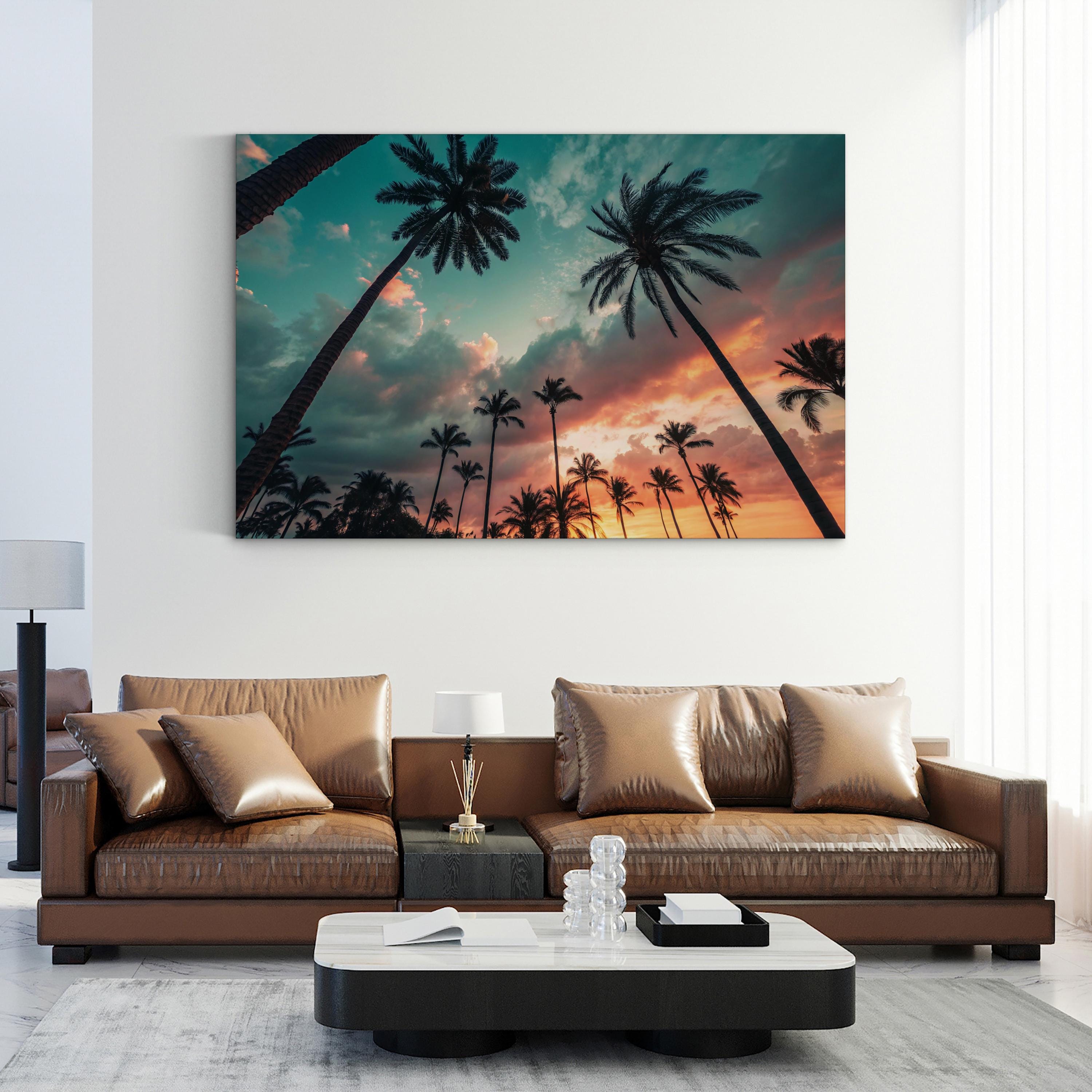 Palm Tree Sunrise – Vintage Photography Wall Art | Coastal Beach Canvas Print