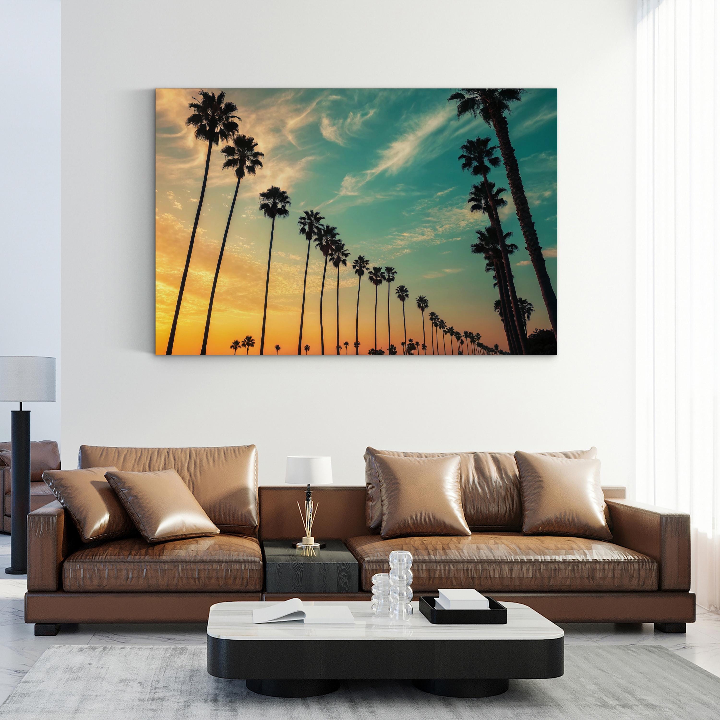 Santa Barbara Palm Beach Sunset – Vintage Photography Wall Art | California Coastal Canvas Print