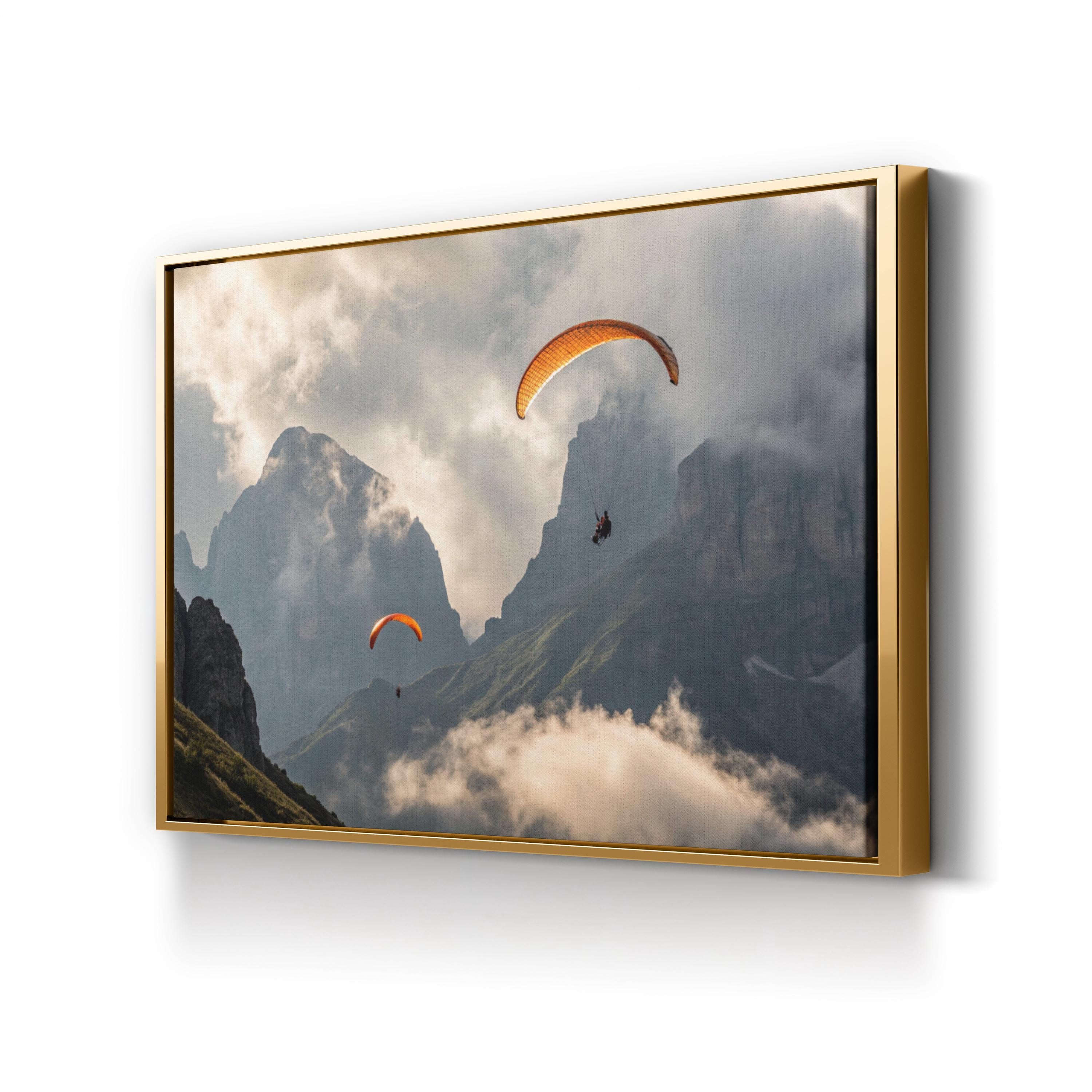 Paragliding Mountain Flight – Vintage Photography Wall Art | Adventure Landscape Canvas Print