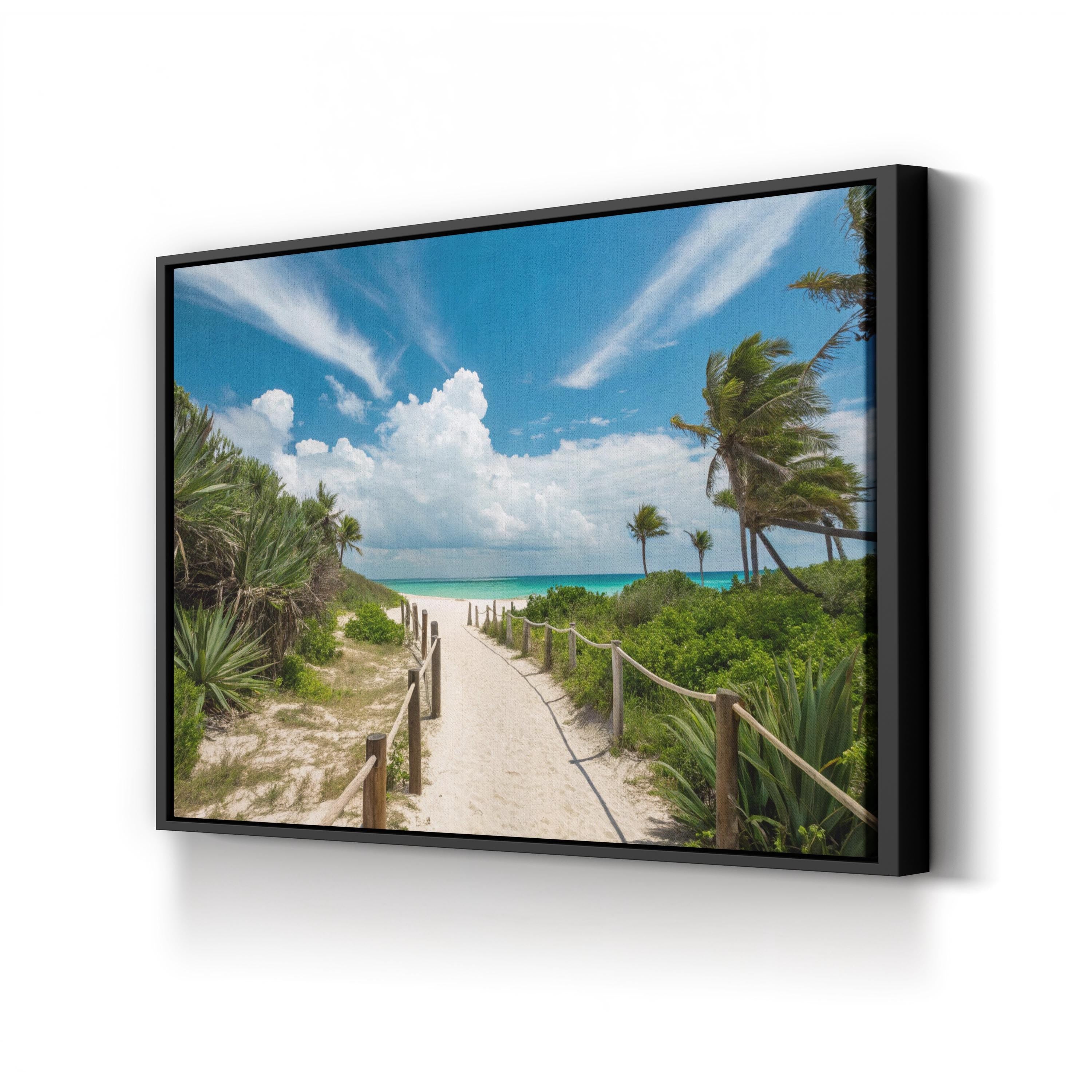 Sandy Path to the Beach Wall Art — Contemporary Coastal Landscape Canvas