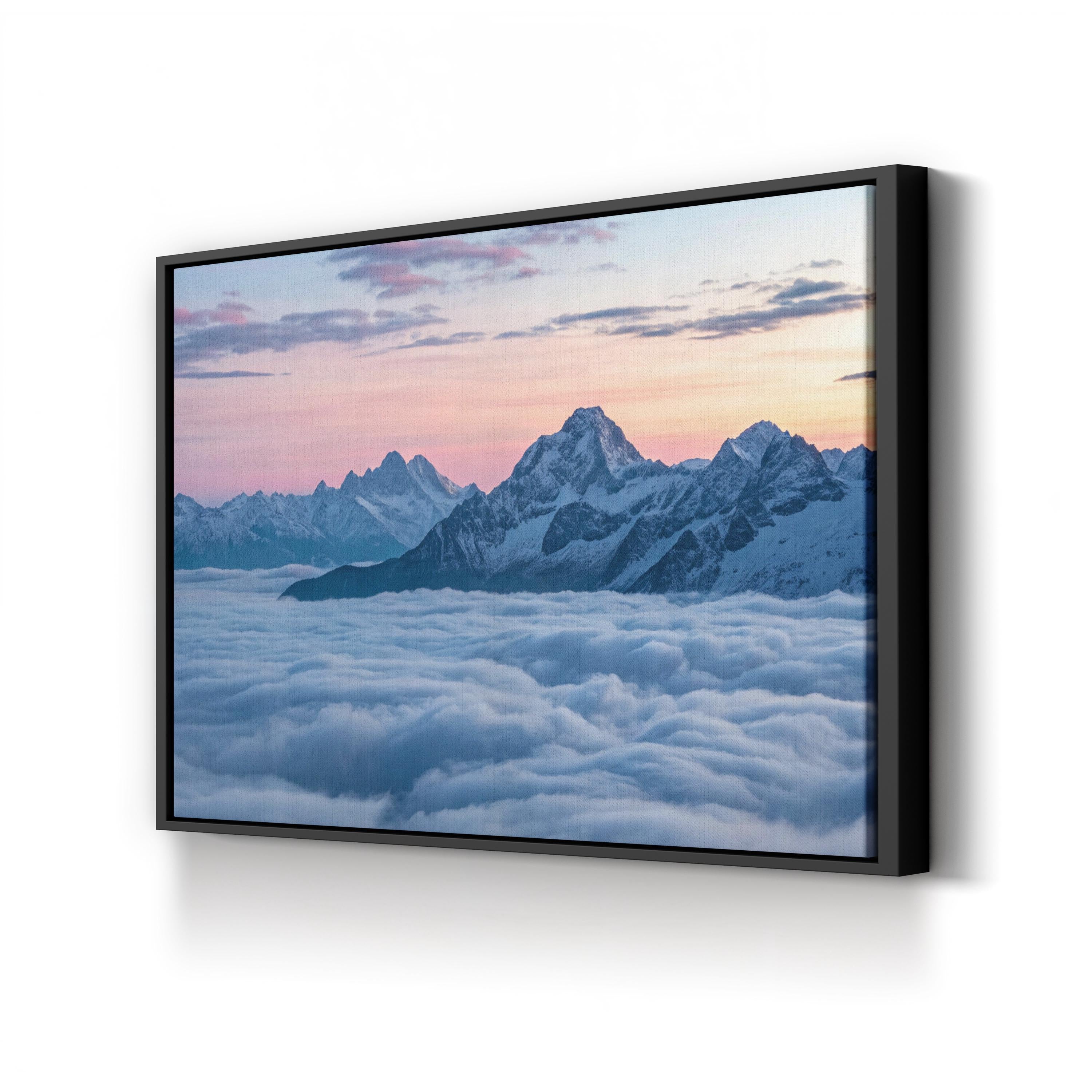 Mountain Sunrise Snowy Peaks – Vintage Photography Wall Art | Alpine Landscape Canvas Print