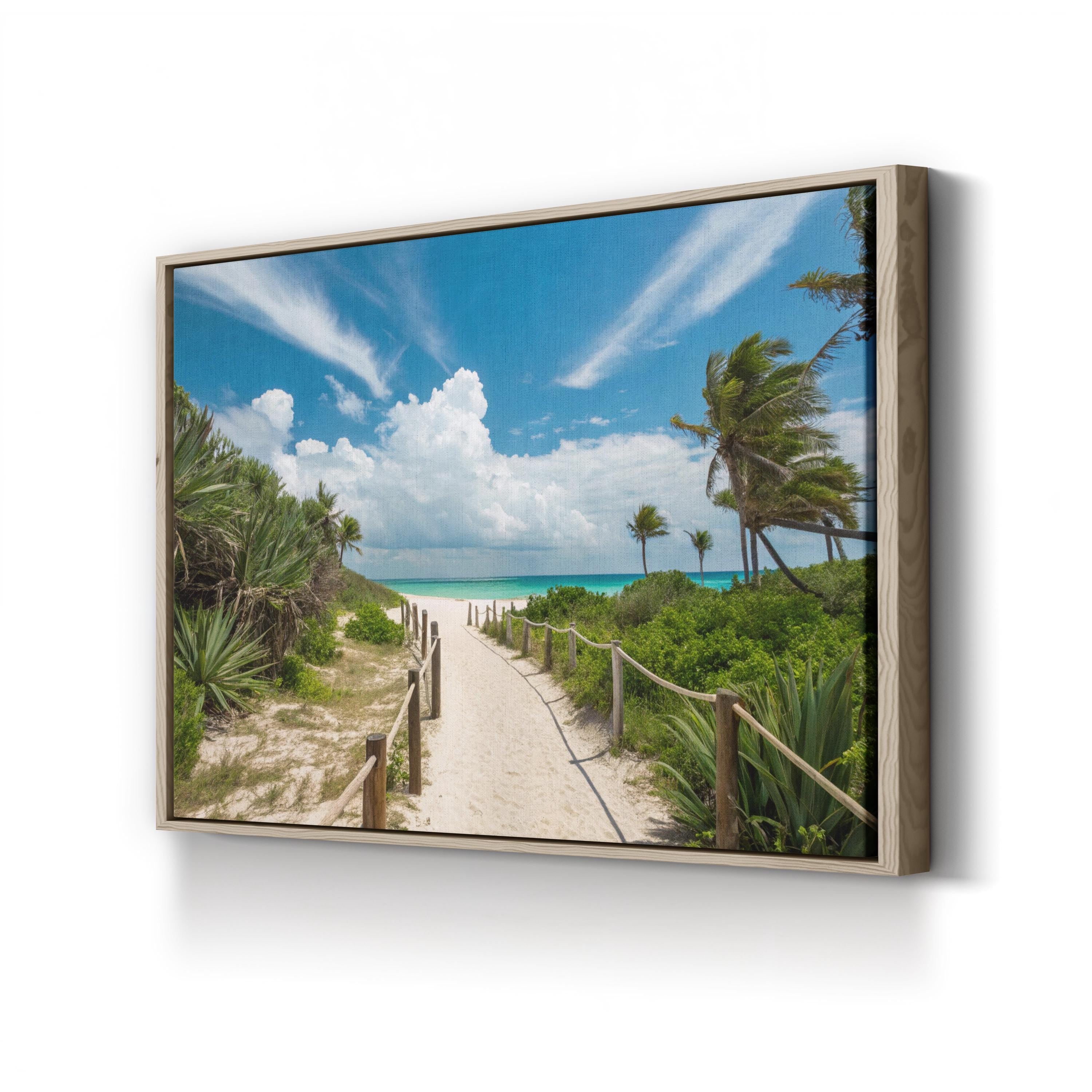 Sandy Path to the Beach Wall Art — Contemporary Coastal Landscape Canvas