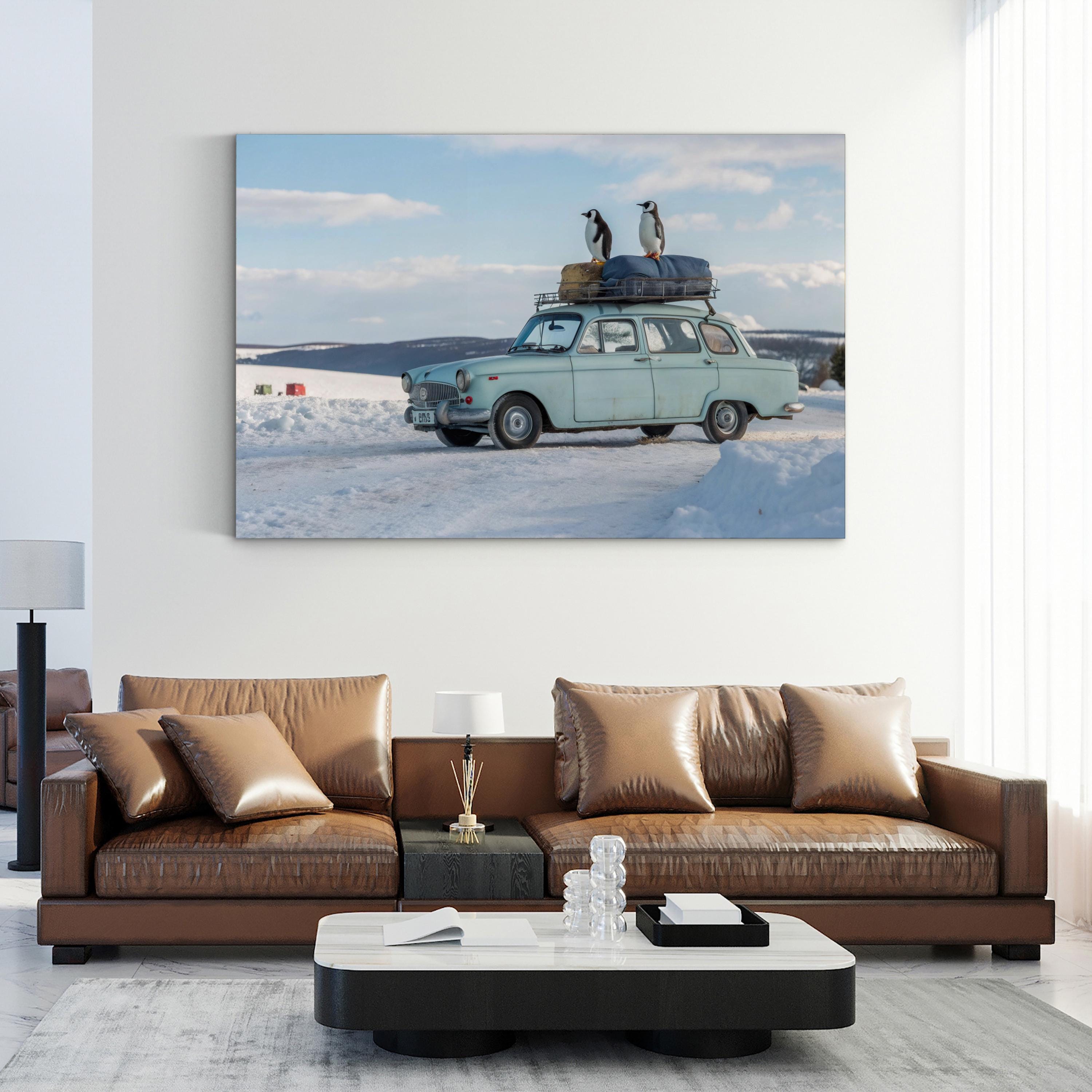 Vintage Car Travel Map – Period Illustration Wall Art | Classic Automotive Canvas Print