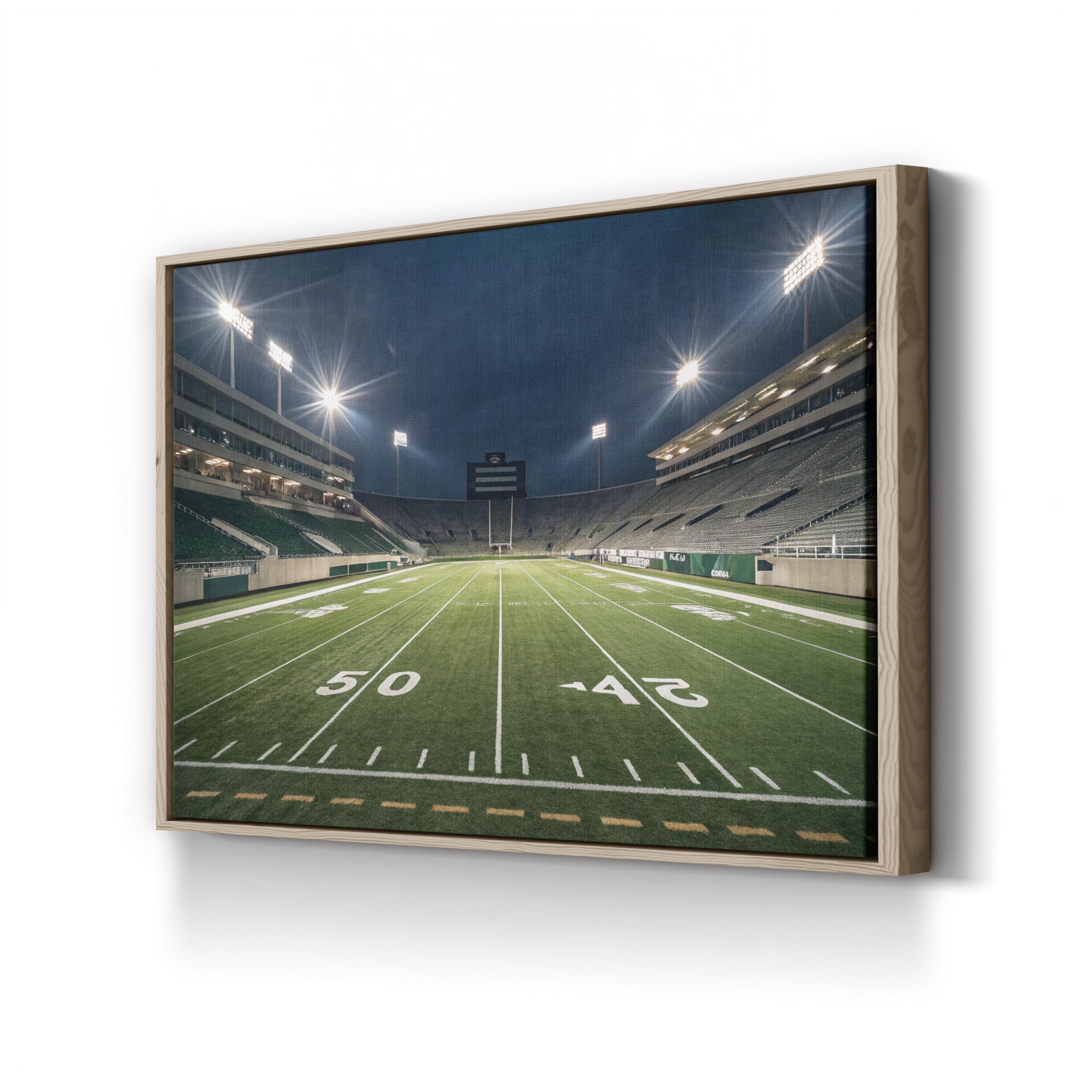 Night Football Field – Vintage Photography Wall Art | Stadium Sports Canvas Print