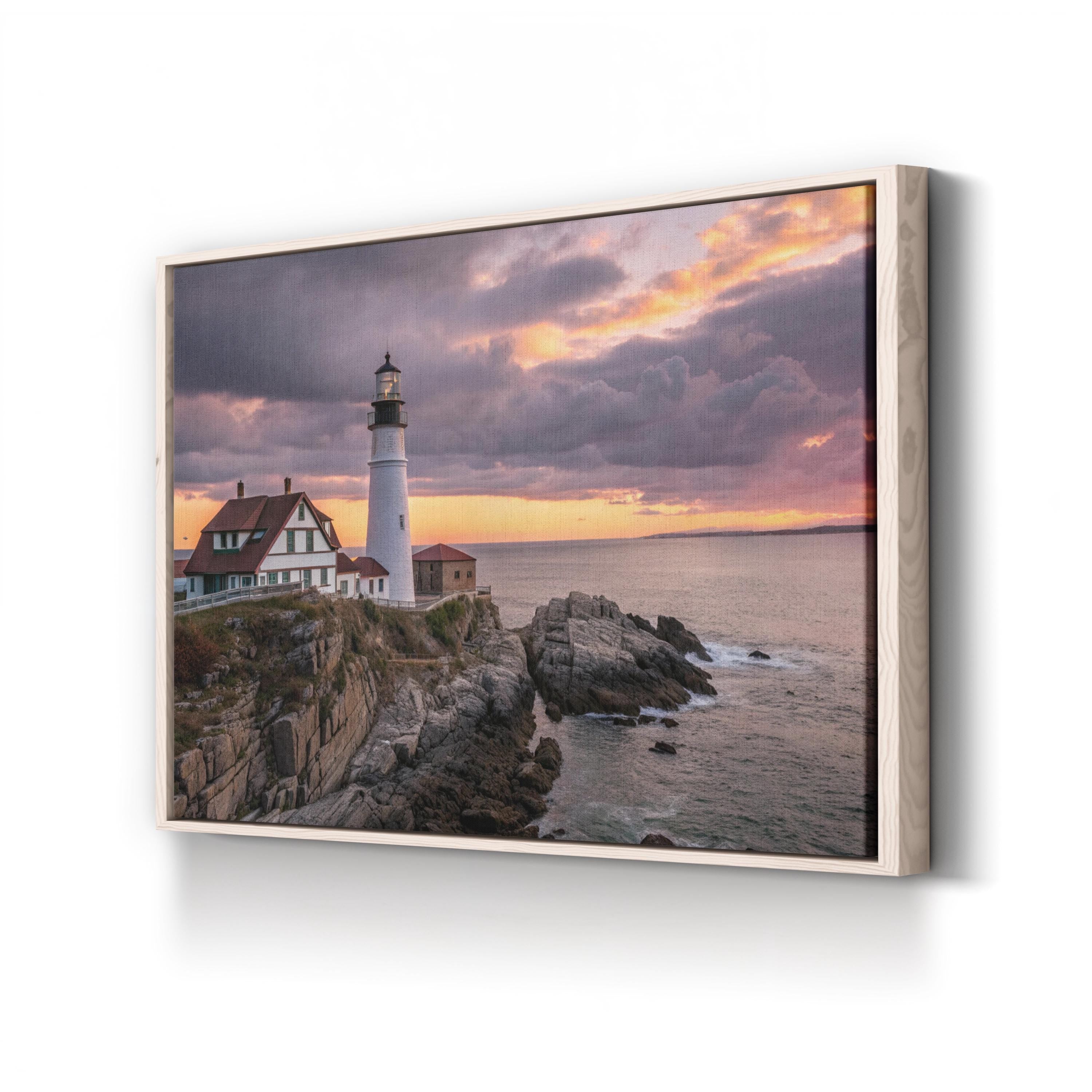Portland Head Lighthouse, Cape Elizabeth Maine Wall Art — Atlantic Coastal Canvas Print