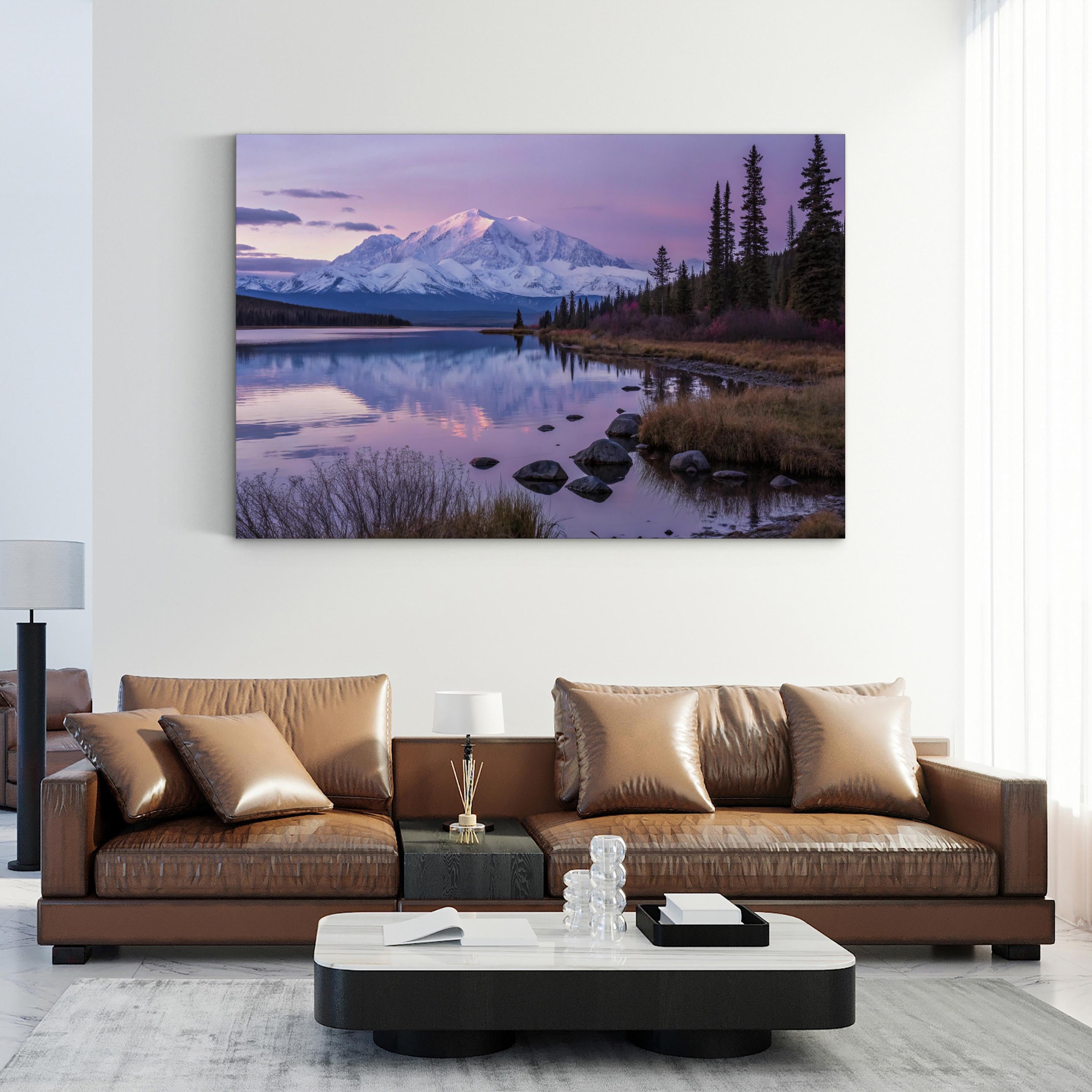 Abstract Watercolor Canvas Wall Art — Purple Reflections Landscape Print