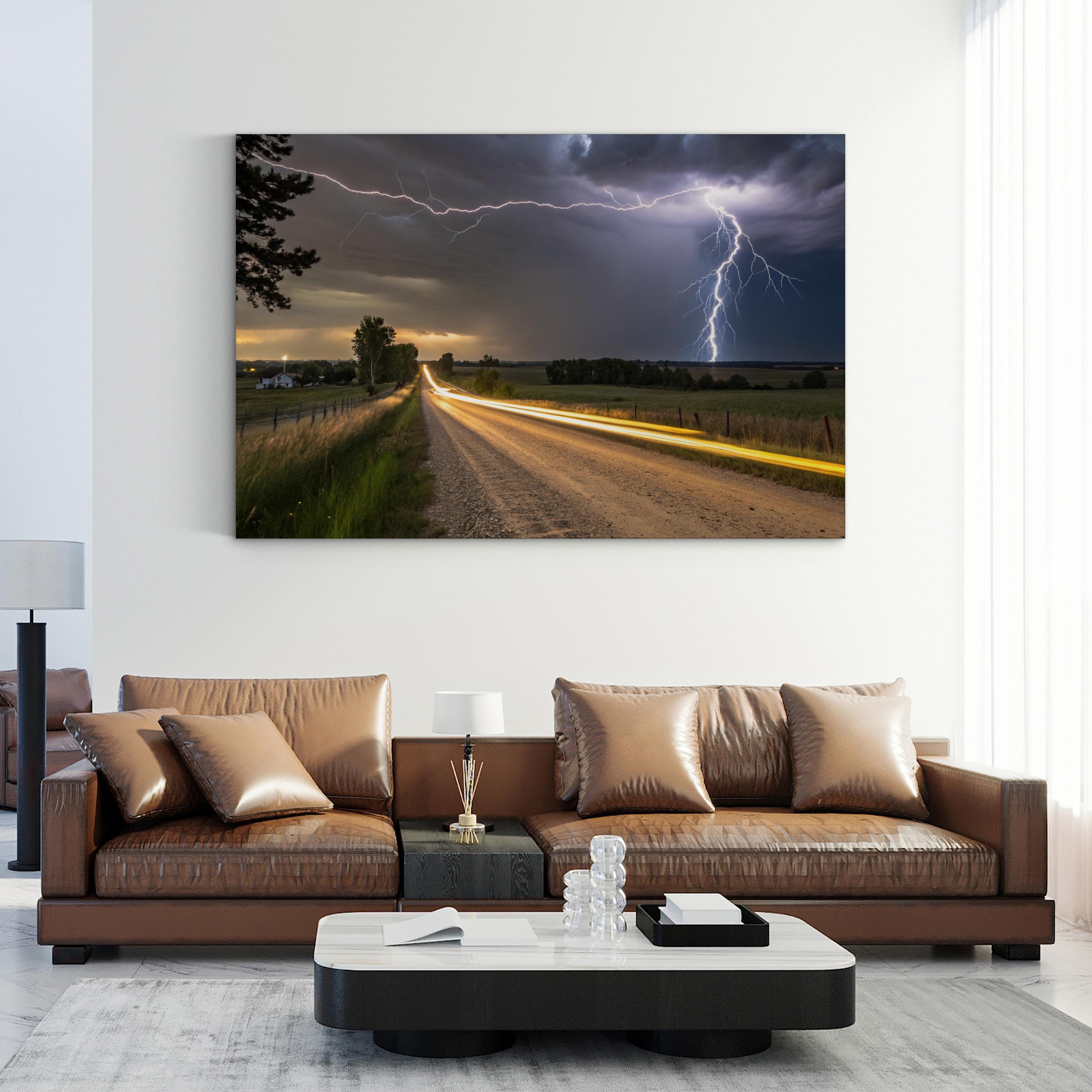Purple Lightning Storm – Vintage Photography Wall Art | Dramatic Sky Canvas Print