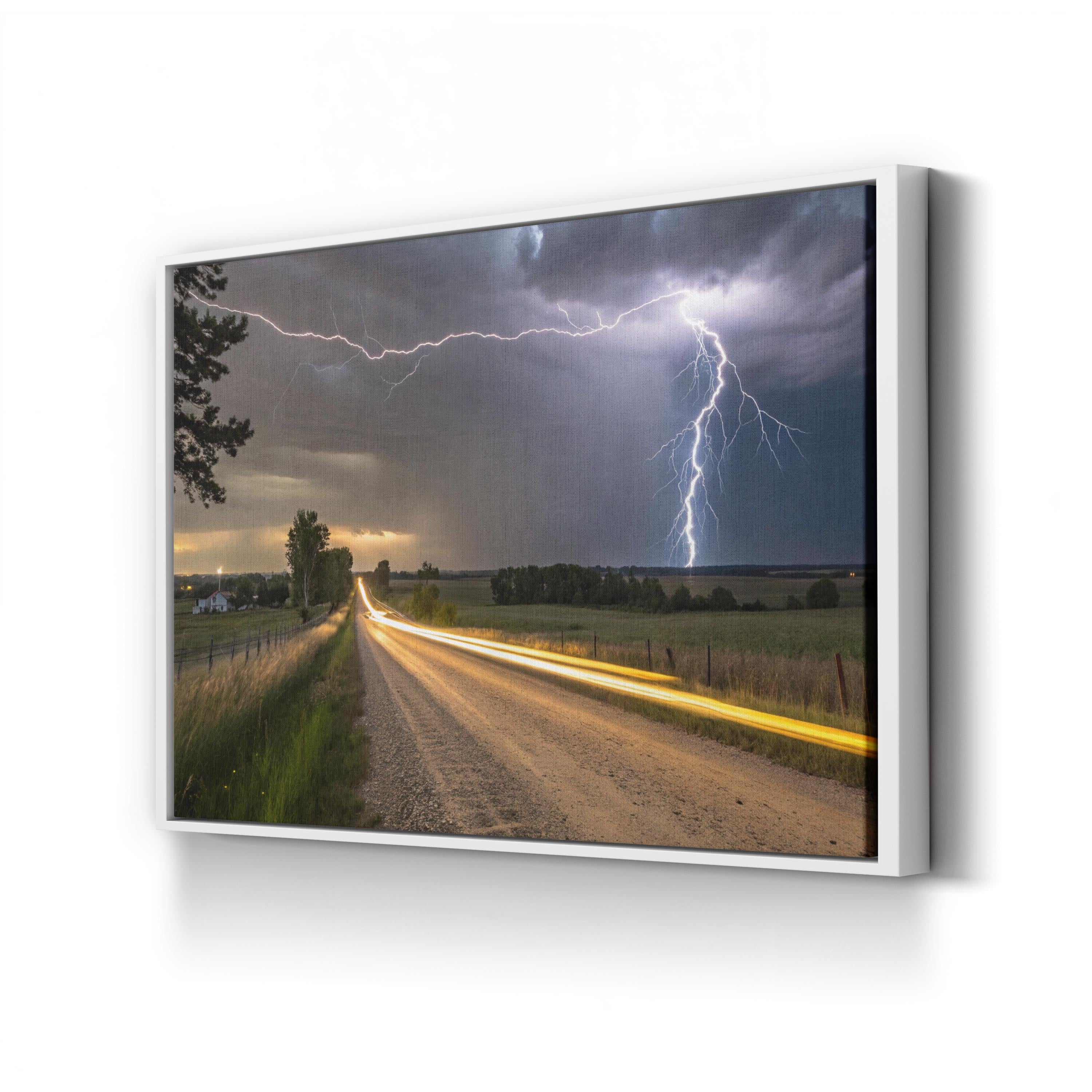 Purple Lightning Storm – Vintage Photography Wall Art | Dramatic Sky Canvas Print