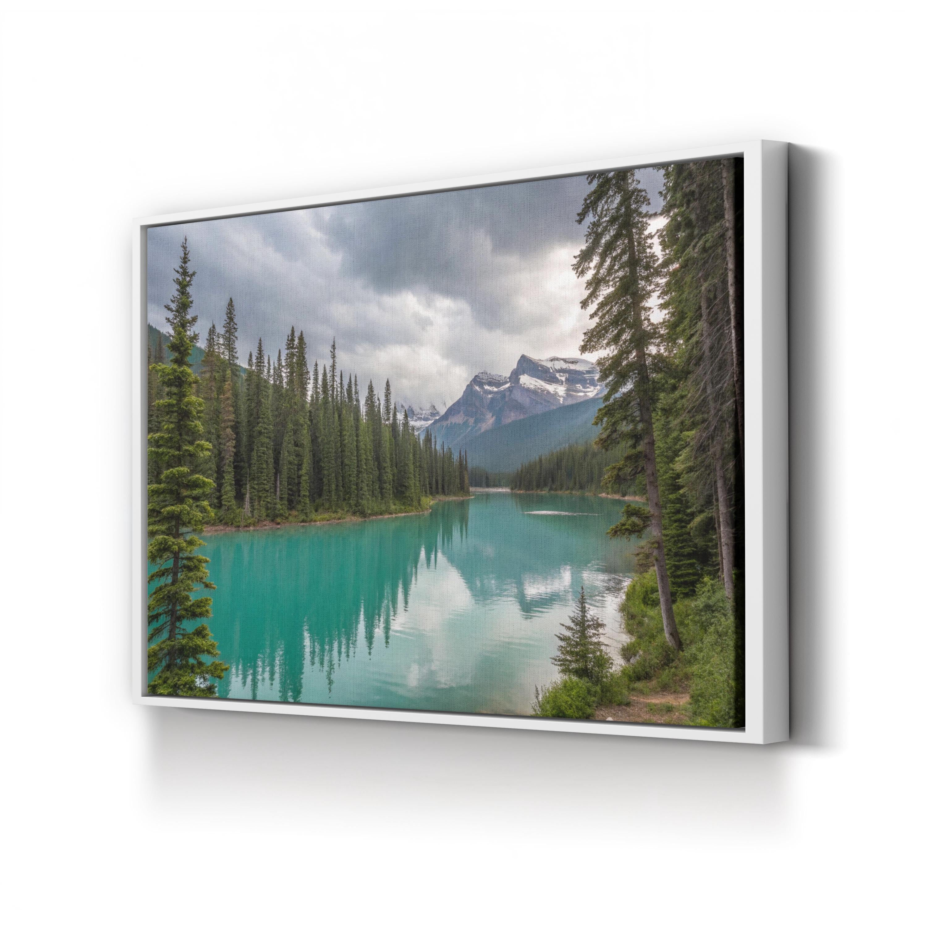 Mountain Lake Canvas Wall Art – Serene Alpine Landscape