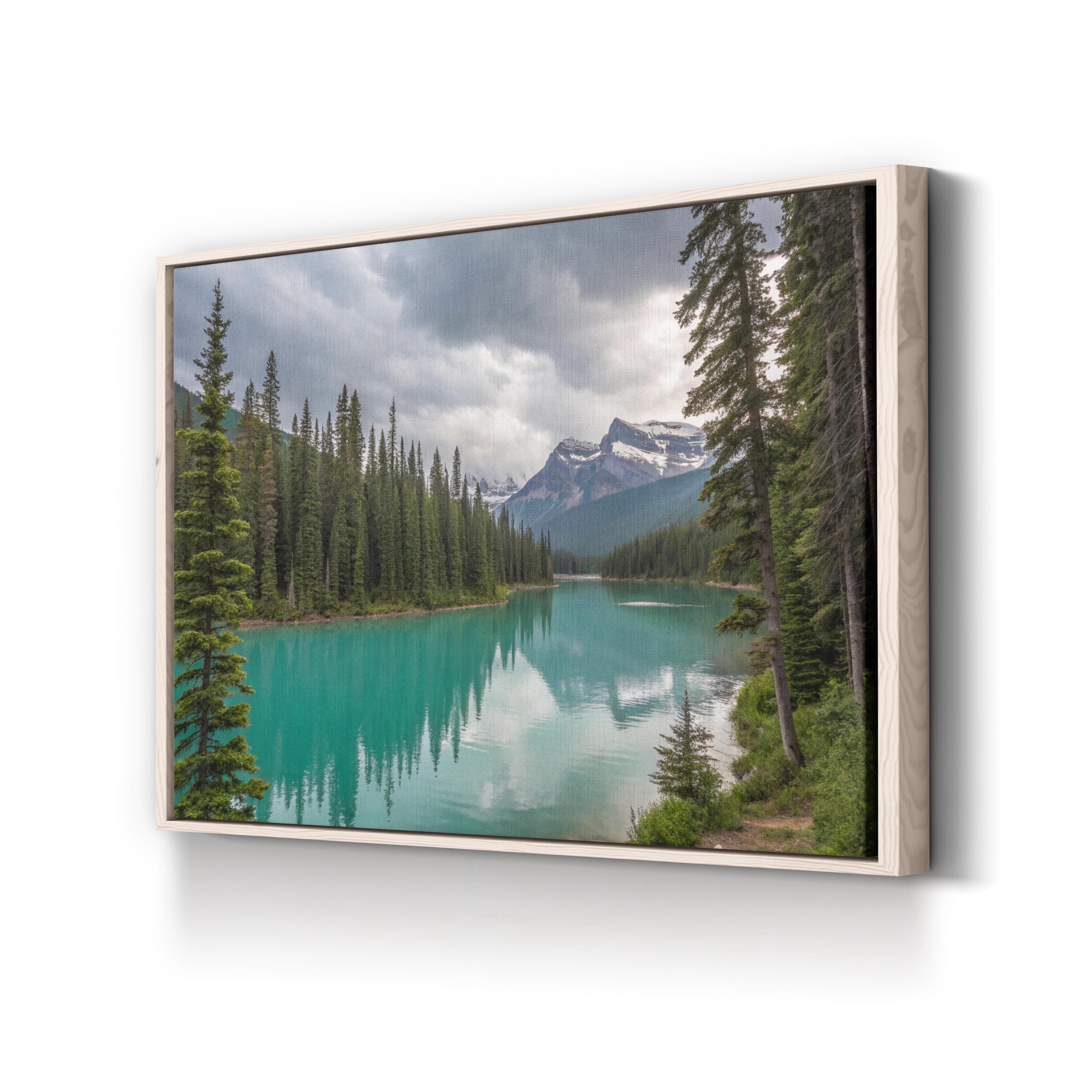 Mountain Lake Canvas Wall Art – Serene Alpine Landscape