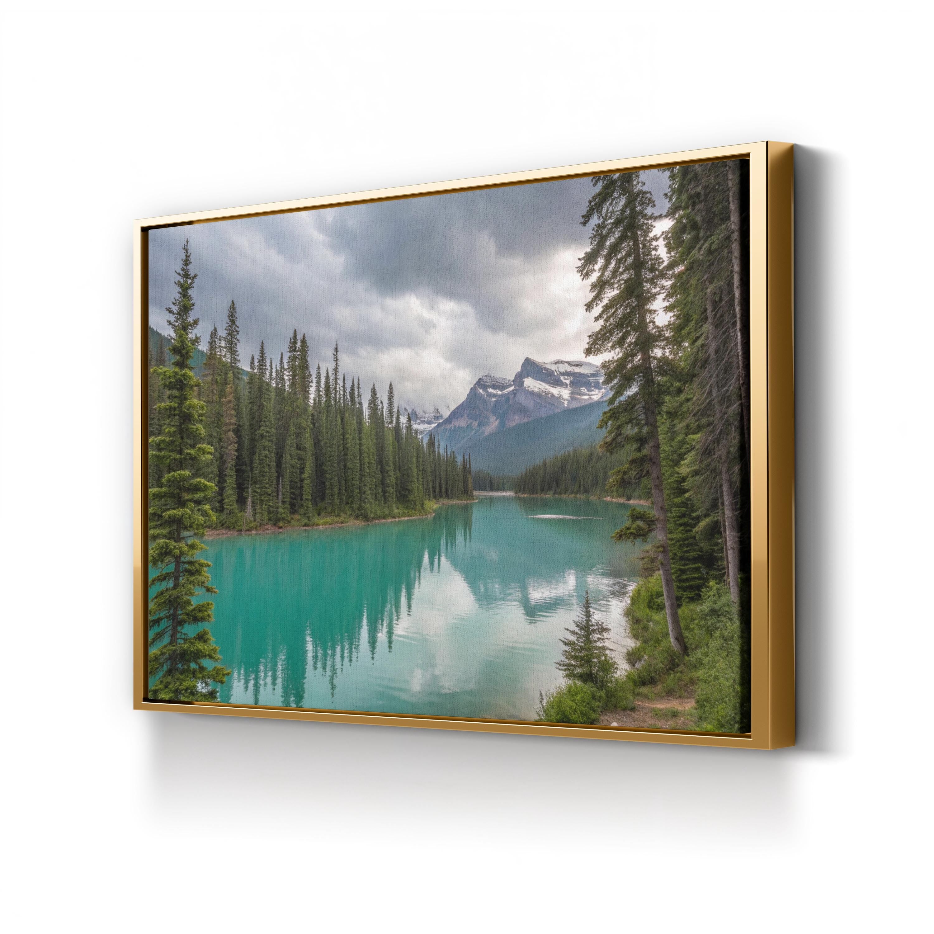 Mountain Lake Canvas Wall Art – Serene Alpine Landscape