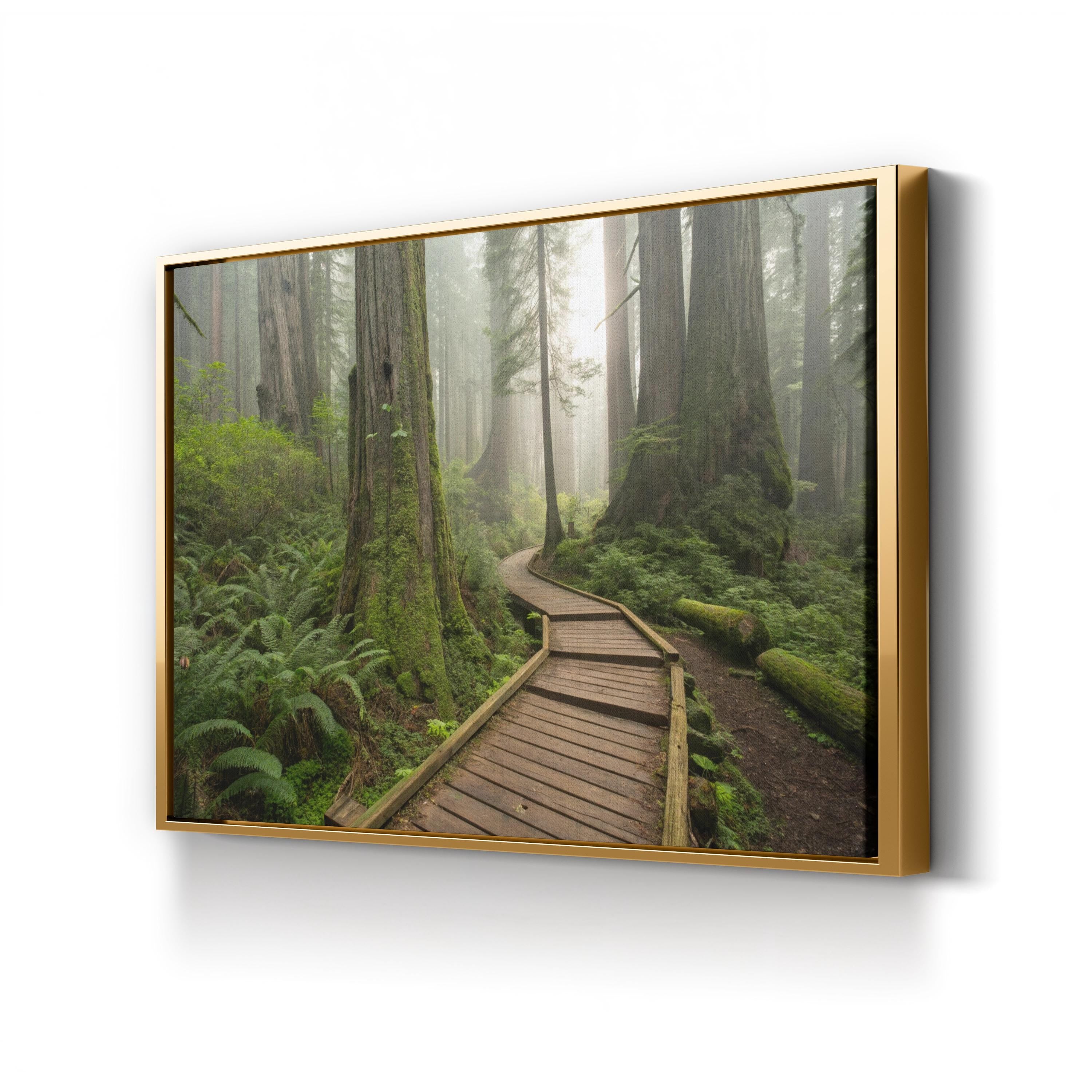 Misty Forest Pathway – Vintage Photography Wall Art | Serene Nature Canvas Print