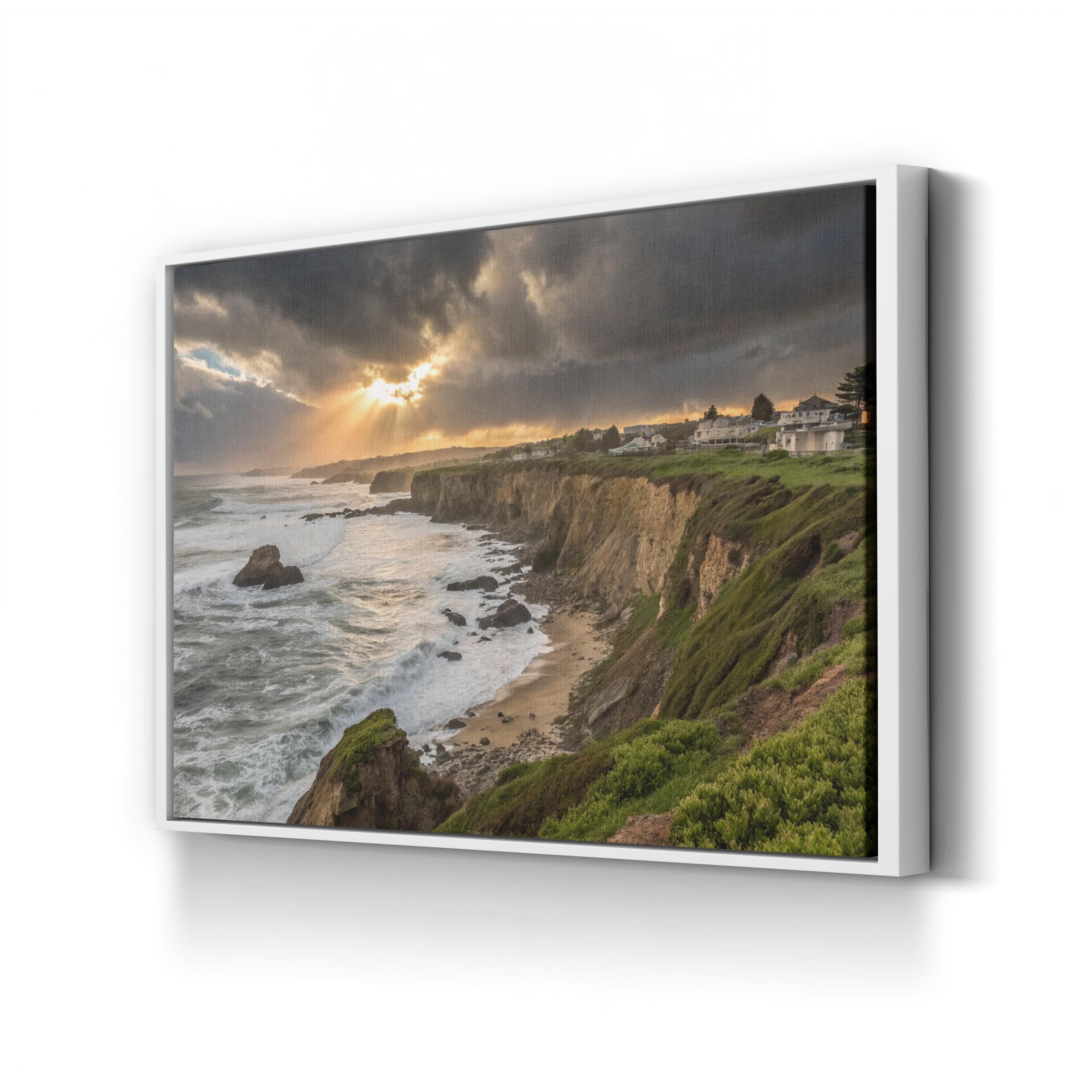 Santa Cruz Sunset, Santa Cruz, California Canvas Art, Coastal Cliff Ocean Landscape