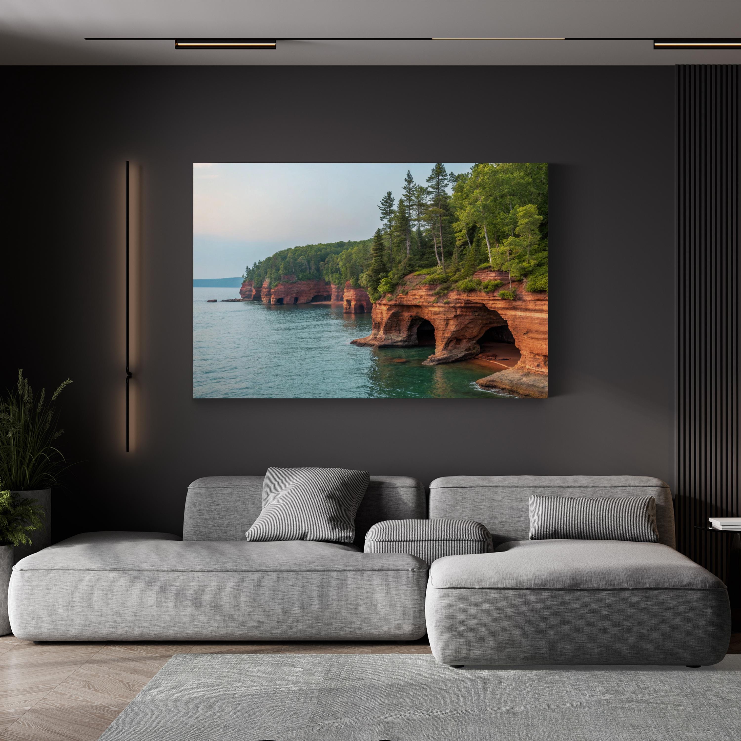 Sea Caves Apostle Islands— Lake Superior Sandstone Cliffs Print, Wisconsin Coastal Landscape