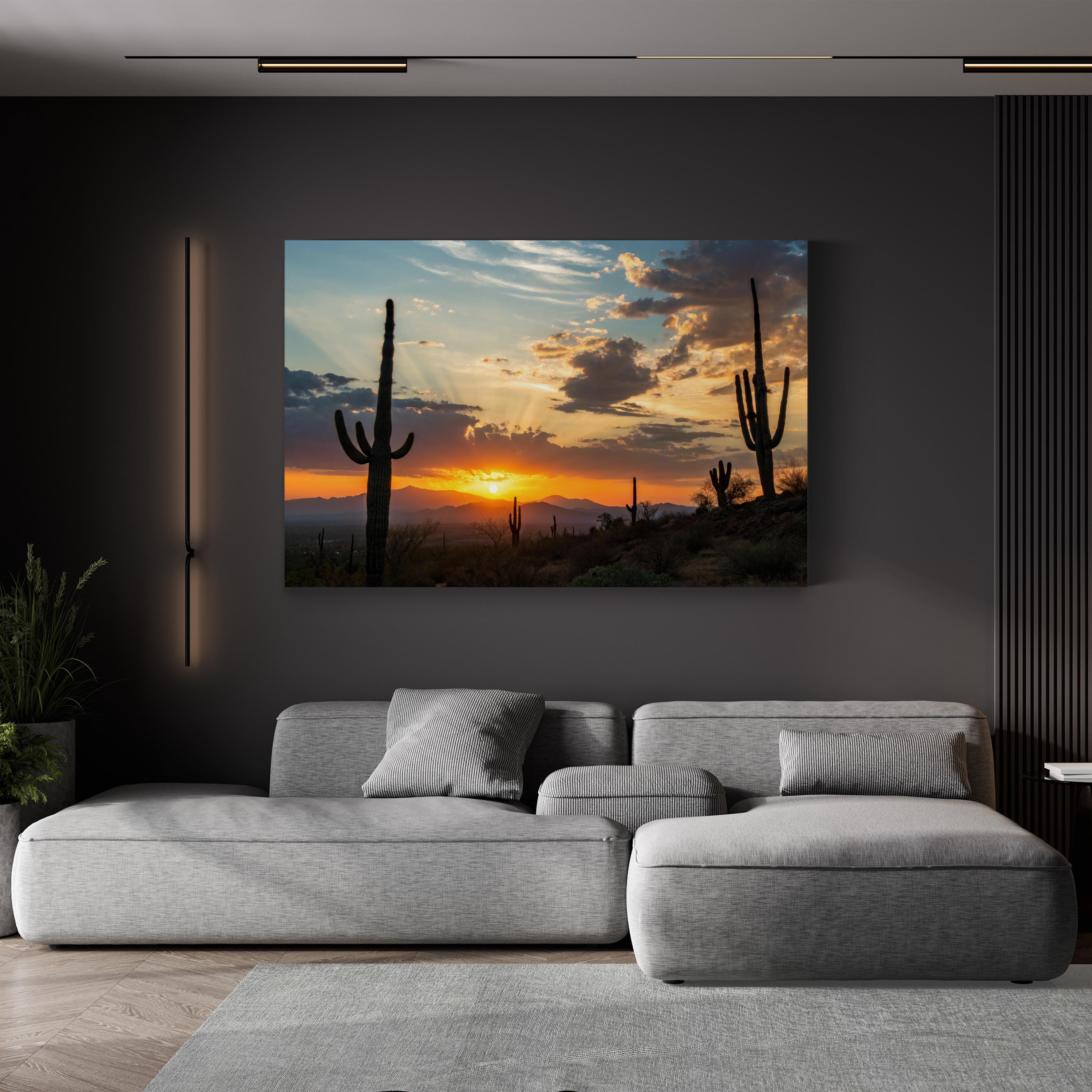 Sonoran Desert Sunset – Vintage Photography Wall Art | Southwestern Canvas Print