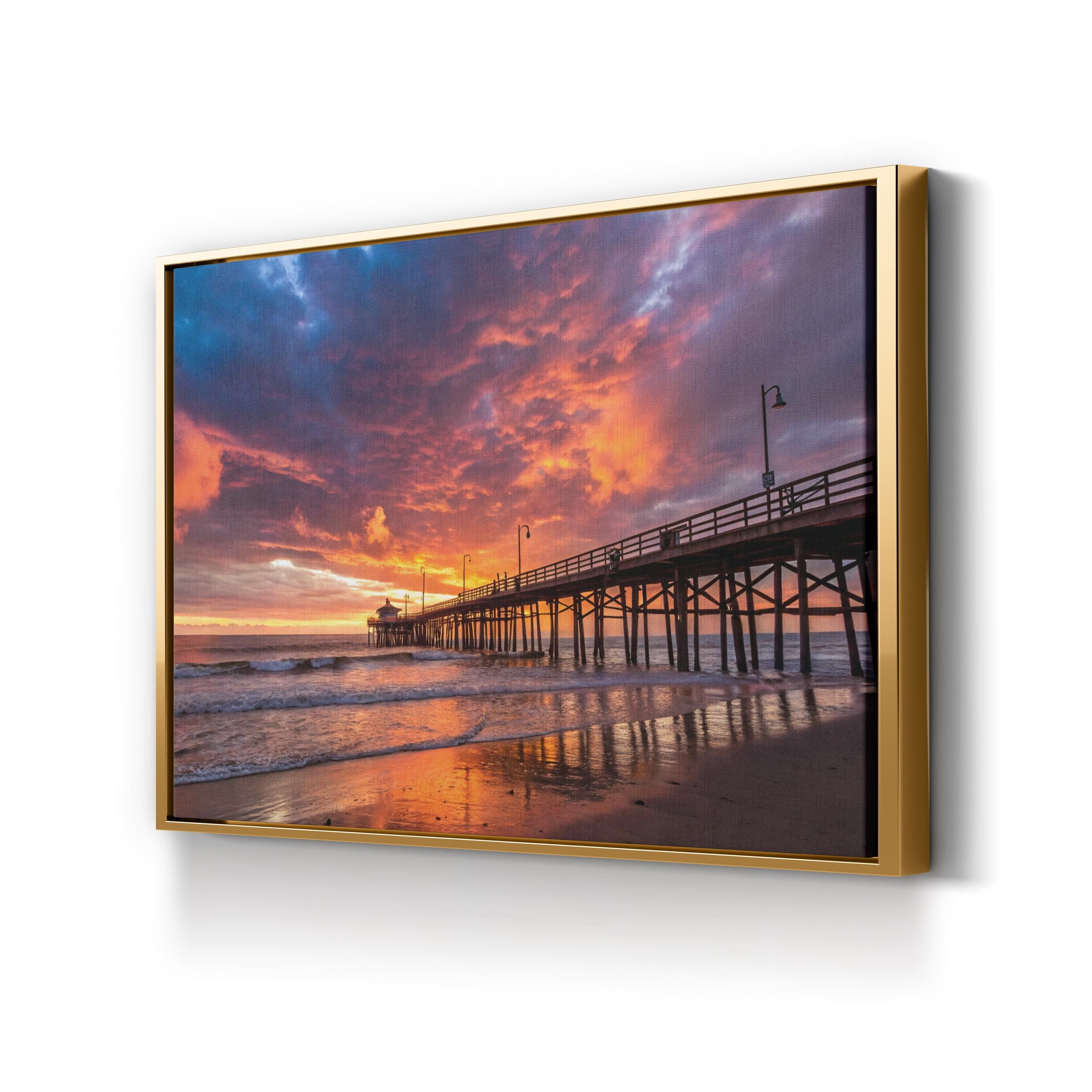 Redondo Beach Pier Sunset, Redondo Beach, California Canvas Art: Southern California Coastal Wall Decor