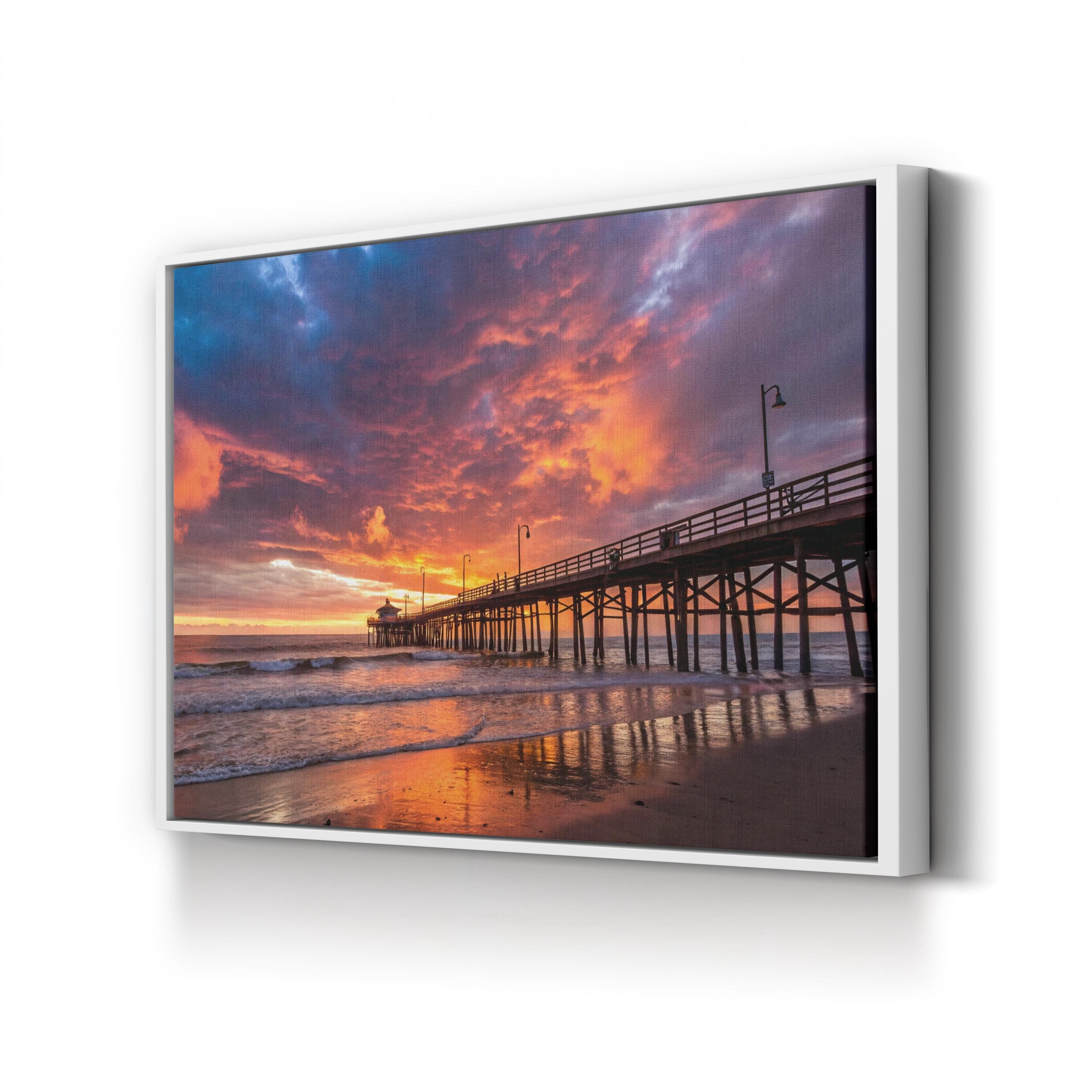 Redondo Beach Pier Sunset, Redondo Beach, California Canvas Art: Southern California Coastal Wall Decor