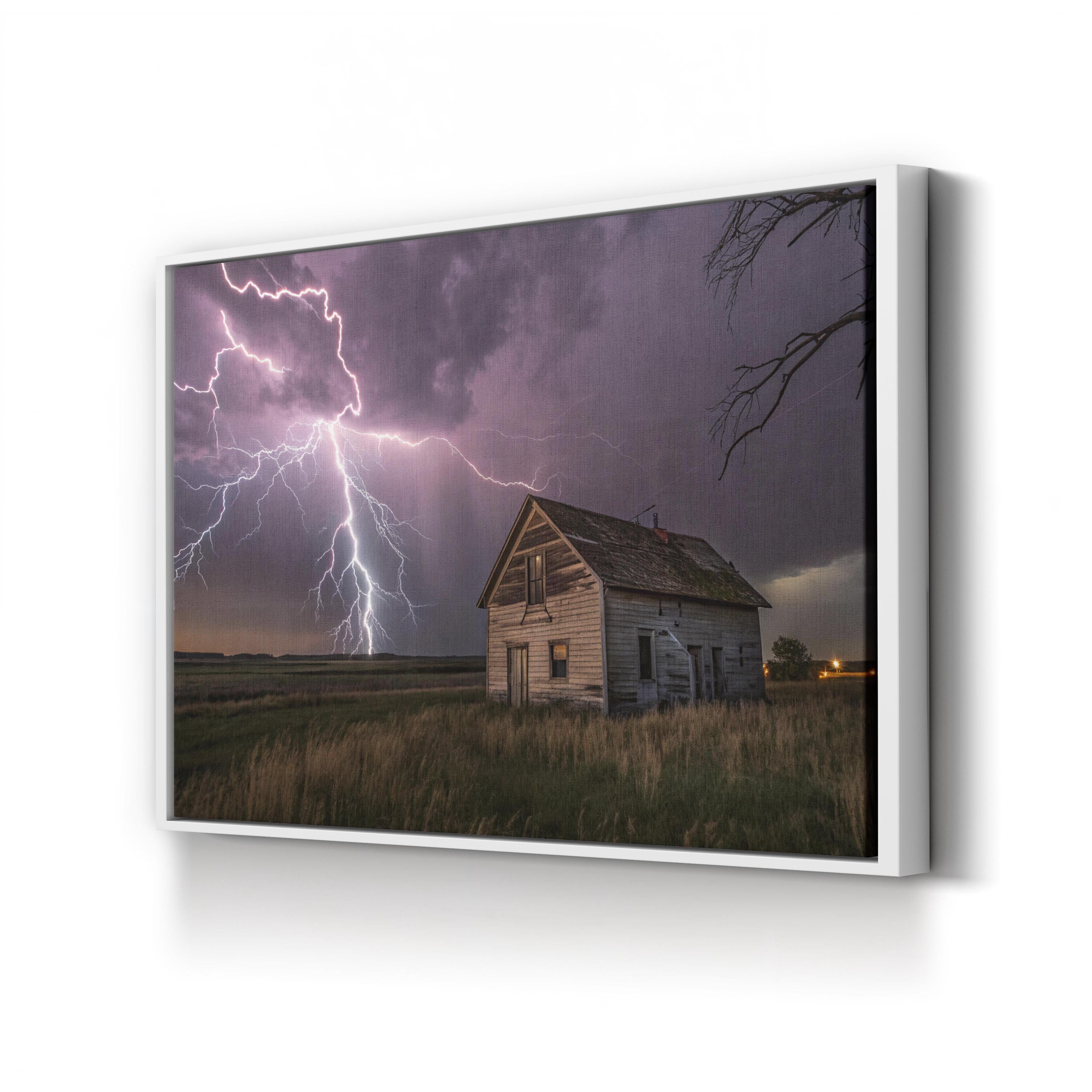 Stormy Landscape Lightning – Vintage Photography Wall Art | Farmhouse Canvas Print