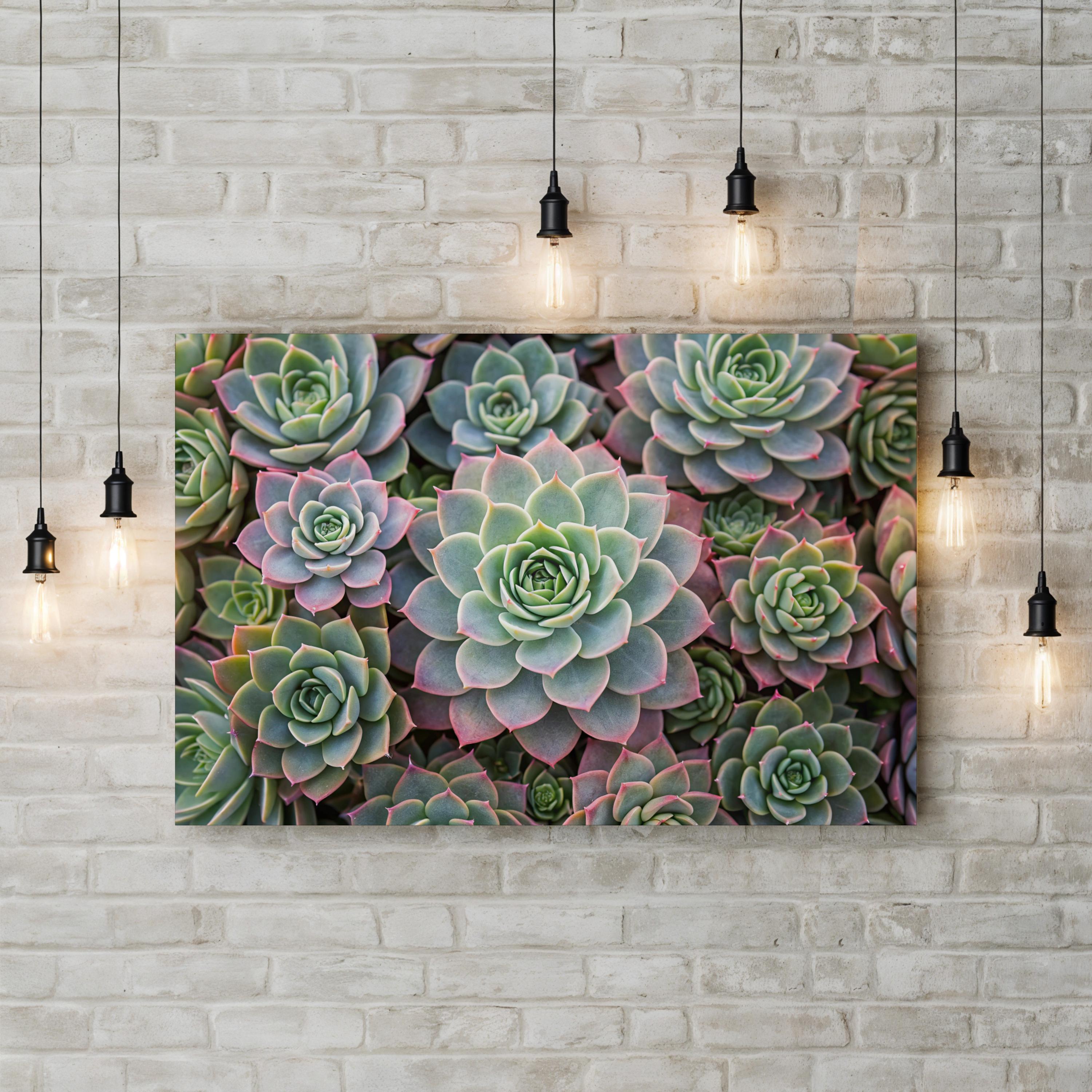 Succulent Garden – Vintage Photography Wall Art | Soft Green Botanical Canvas Print