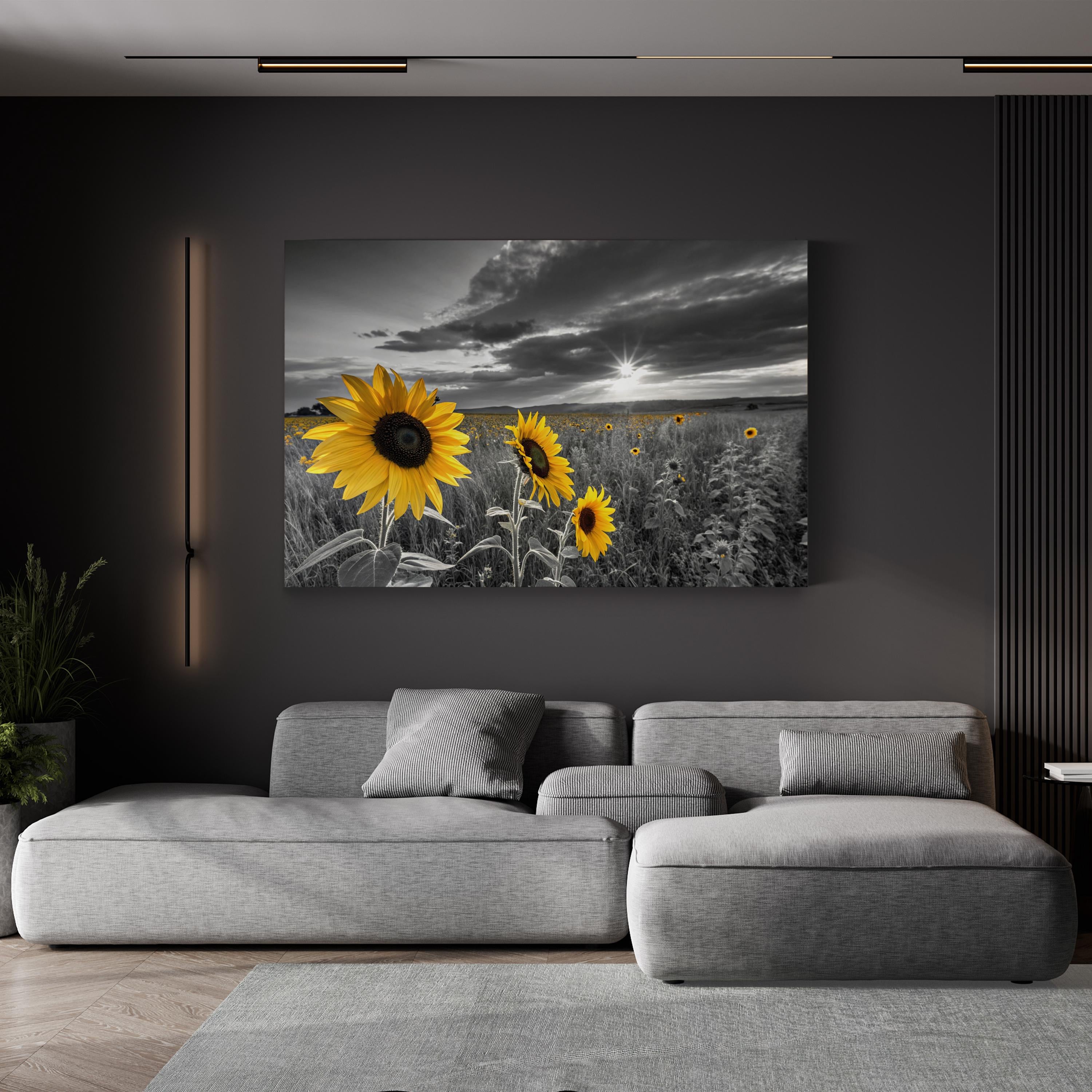 Sunflower Color Pop – Period Illustration Wall Art | Dramatic Sky Canvas Print