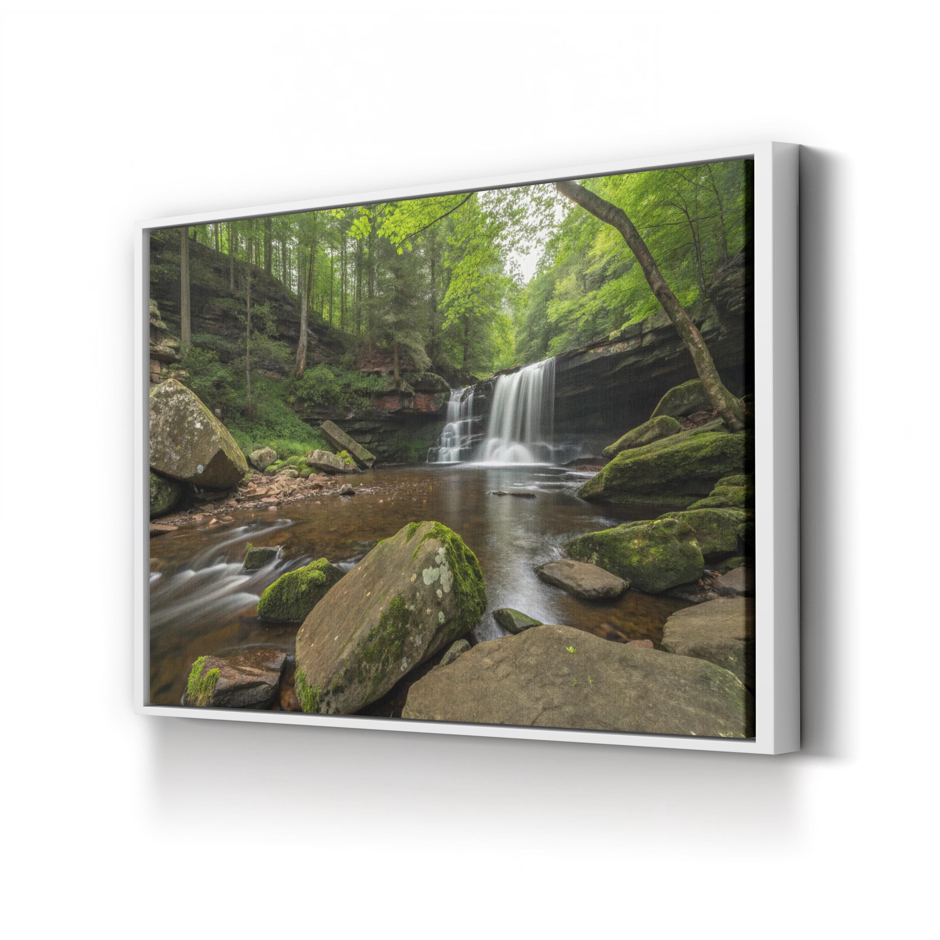 Ricketts Glen Waterfall – Vintage Photography Wall Art | Forest Nature Canvas Print