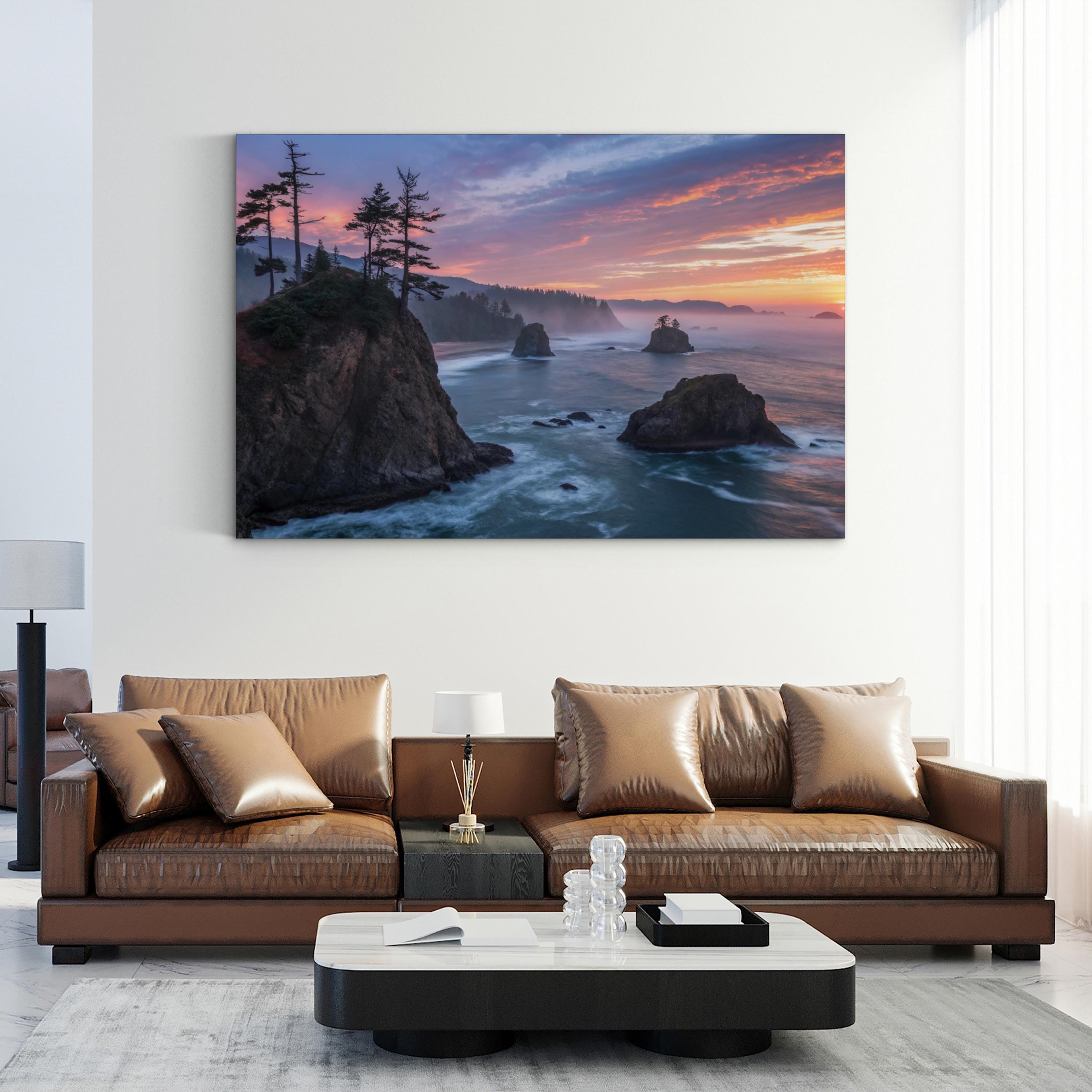 Cannon Beach Sea Stacks Sunset, Haystack Rock, Oregon Coast Photography