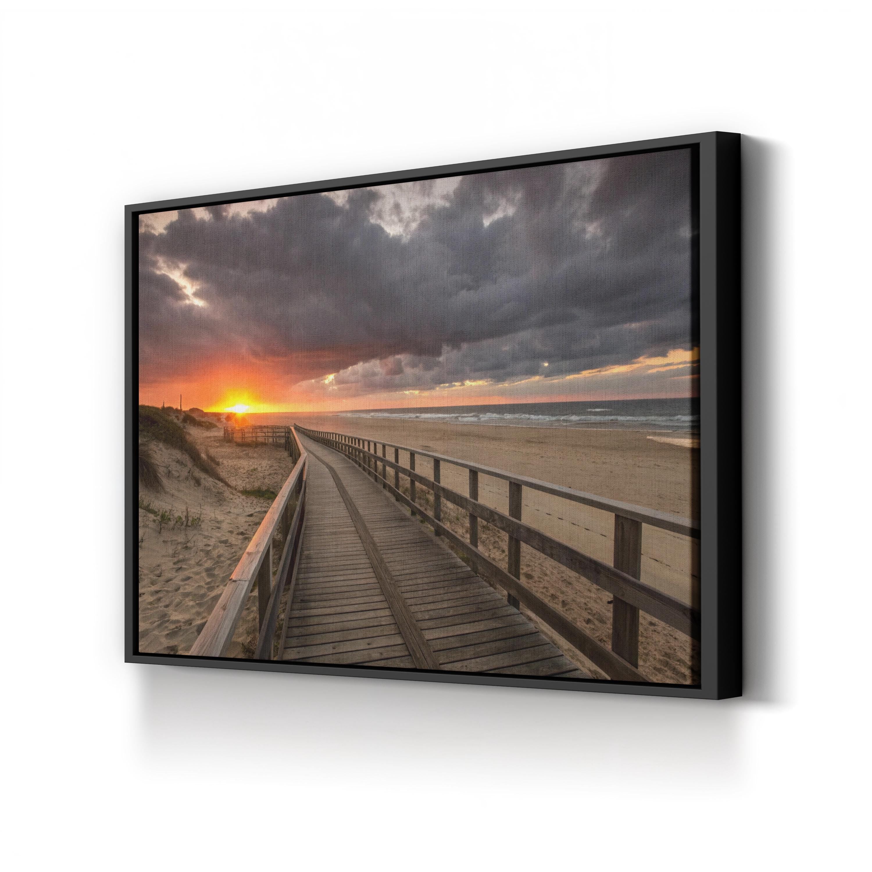 Sunset Beach Boardwalk – Vintage Photography Wall Art | Coastal Ocean Canvas Print