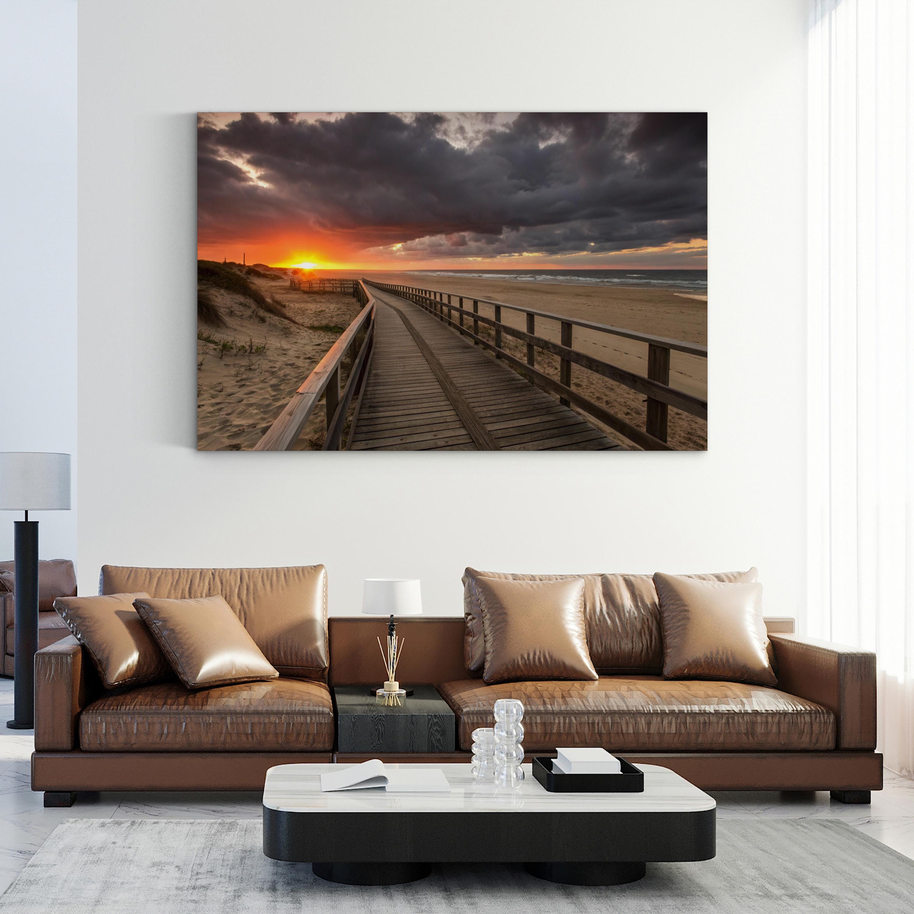Sunset Beach Boardwalk – Vintage Photography Wall Art | Coastal Ocean Canvas Print