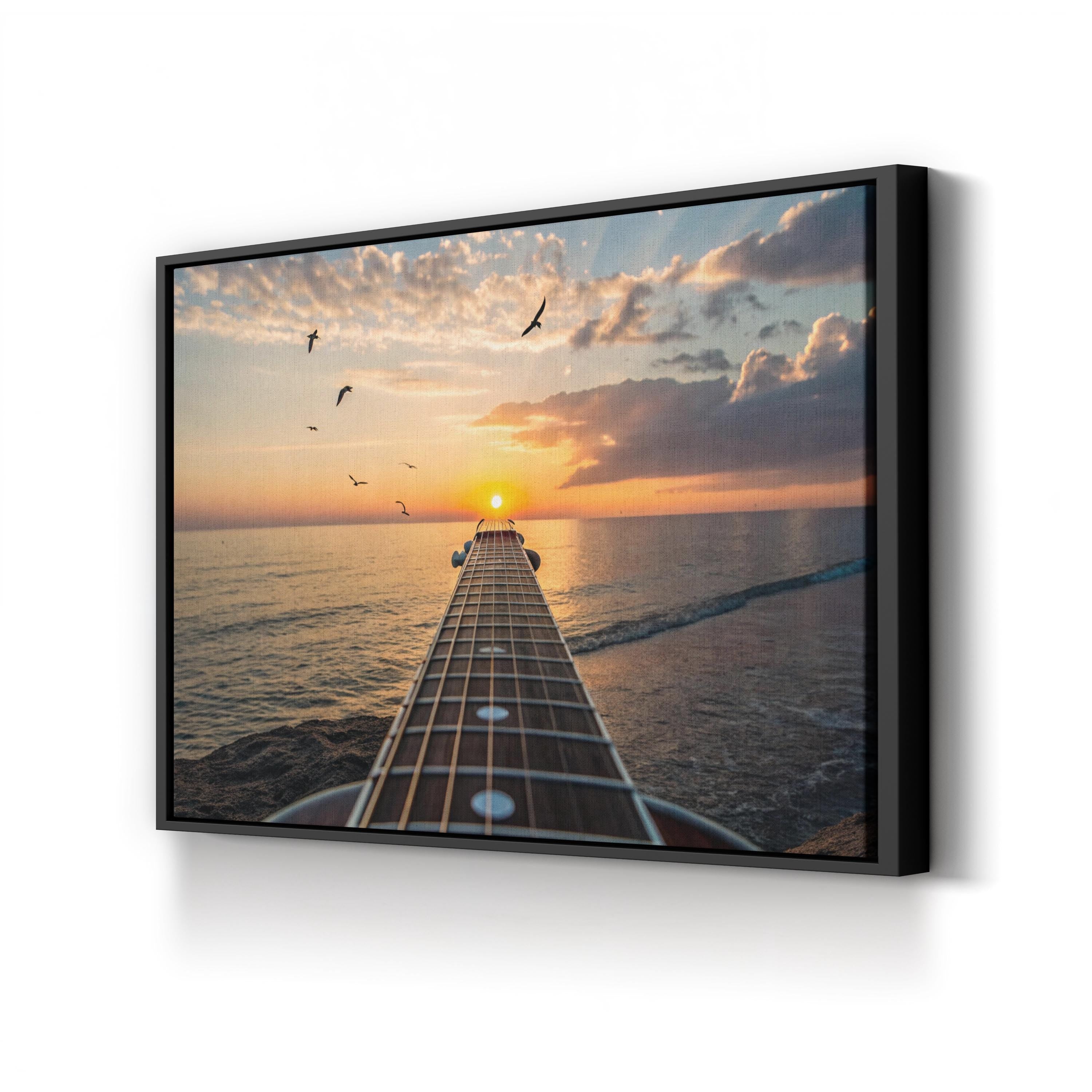 Sunset Guitar, Pacific Ocean Coast, California Canvas Print: Coastal Conceptual Sunset Photography