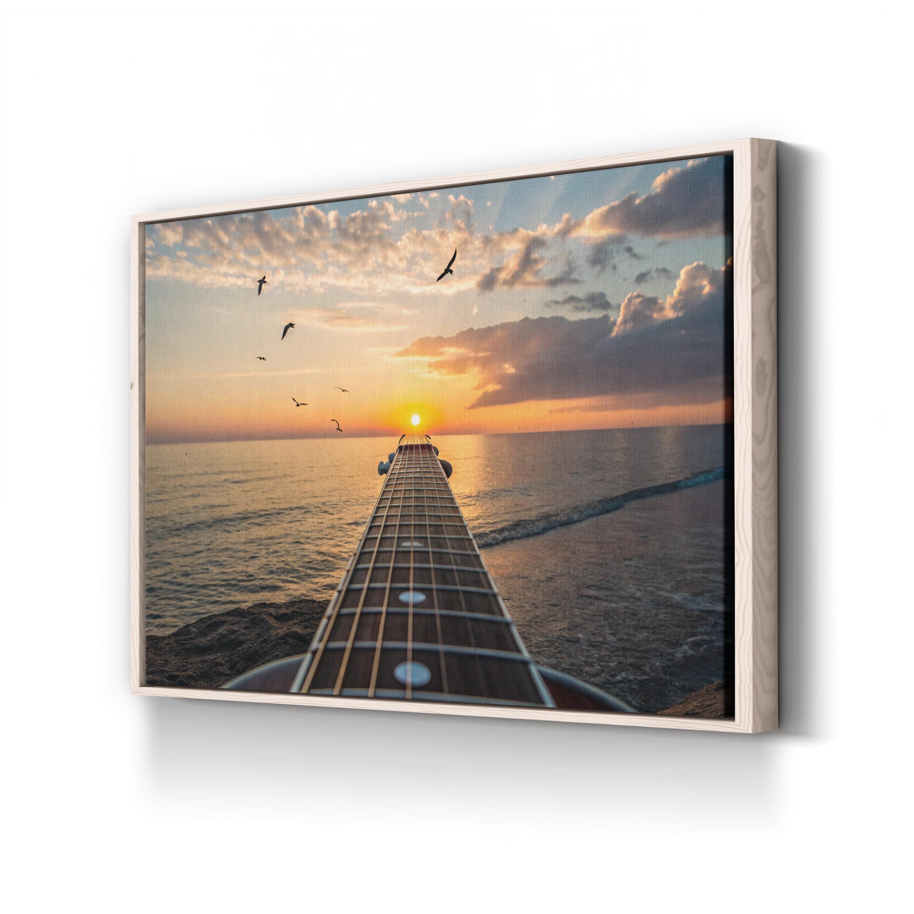 Sunset Guitar, Pacific Ocean Coast, California Canvas Print: Coastal Conceptual Sunset Photography