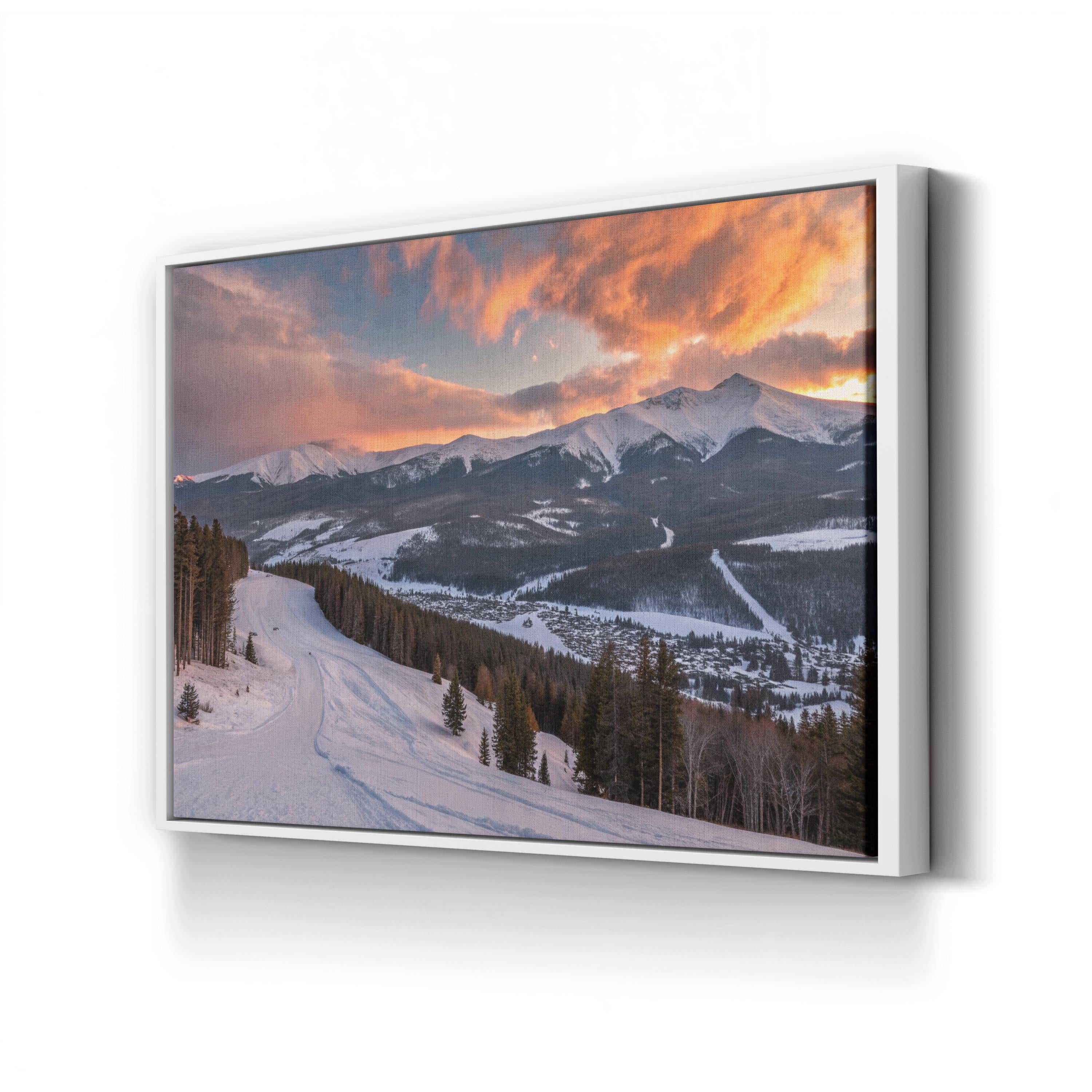 Breckenridge Sunset Canvas Print – Mountain Winter Landscape Wall Art