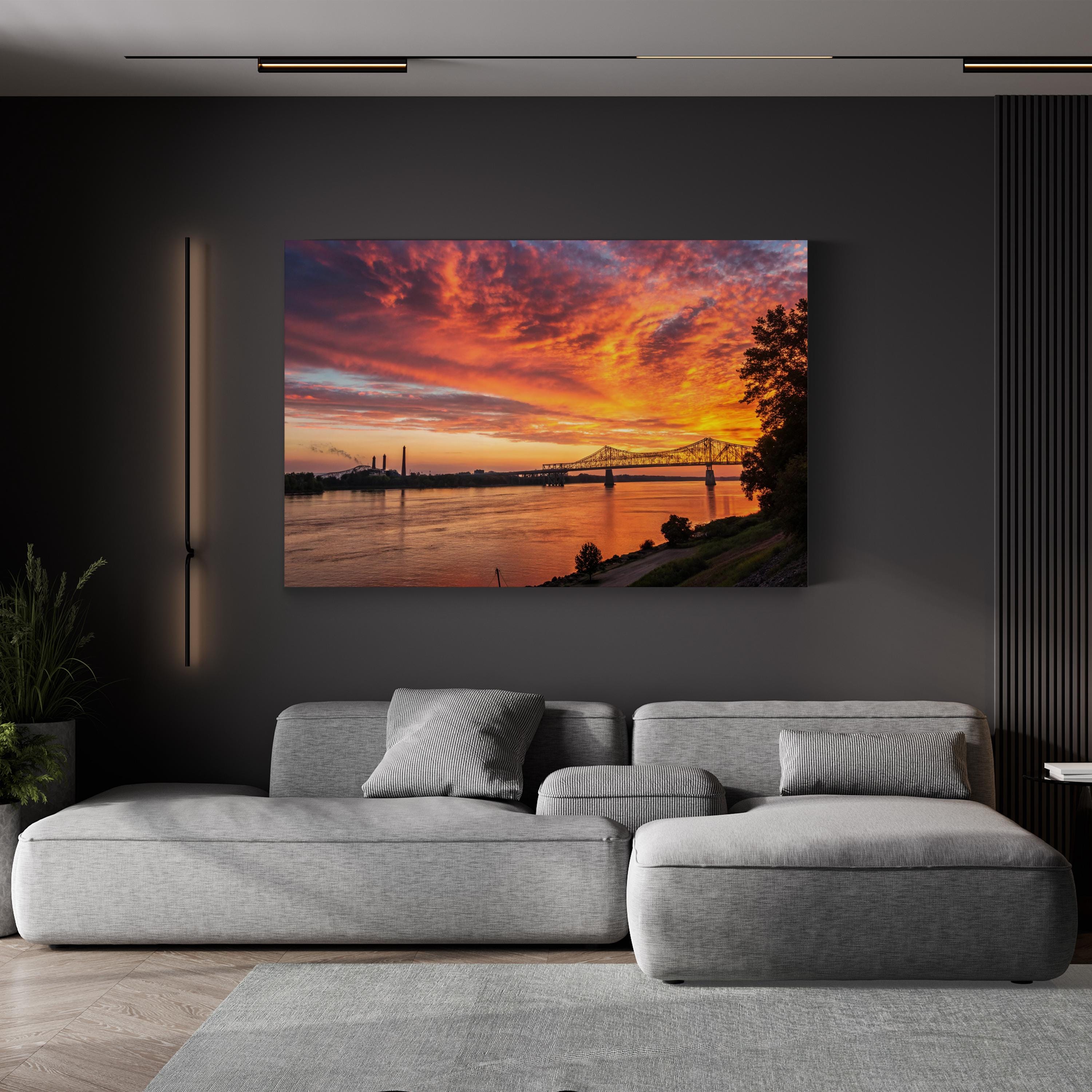Memphis Sunset, Memphis, Tennessee, USA Wall Art — Mississippi River Cityscape Canvas Print