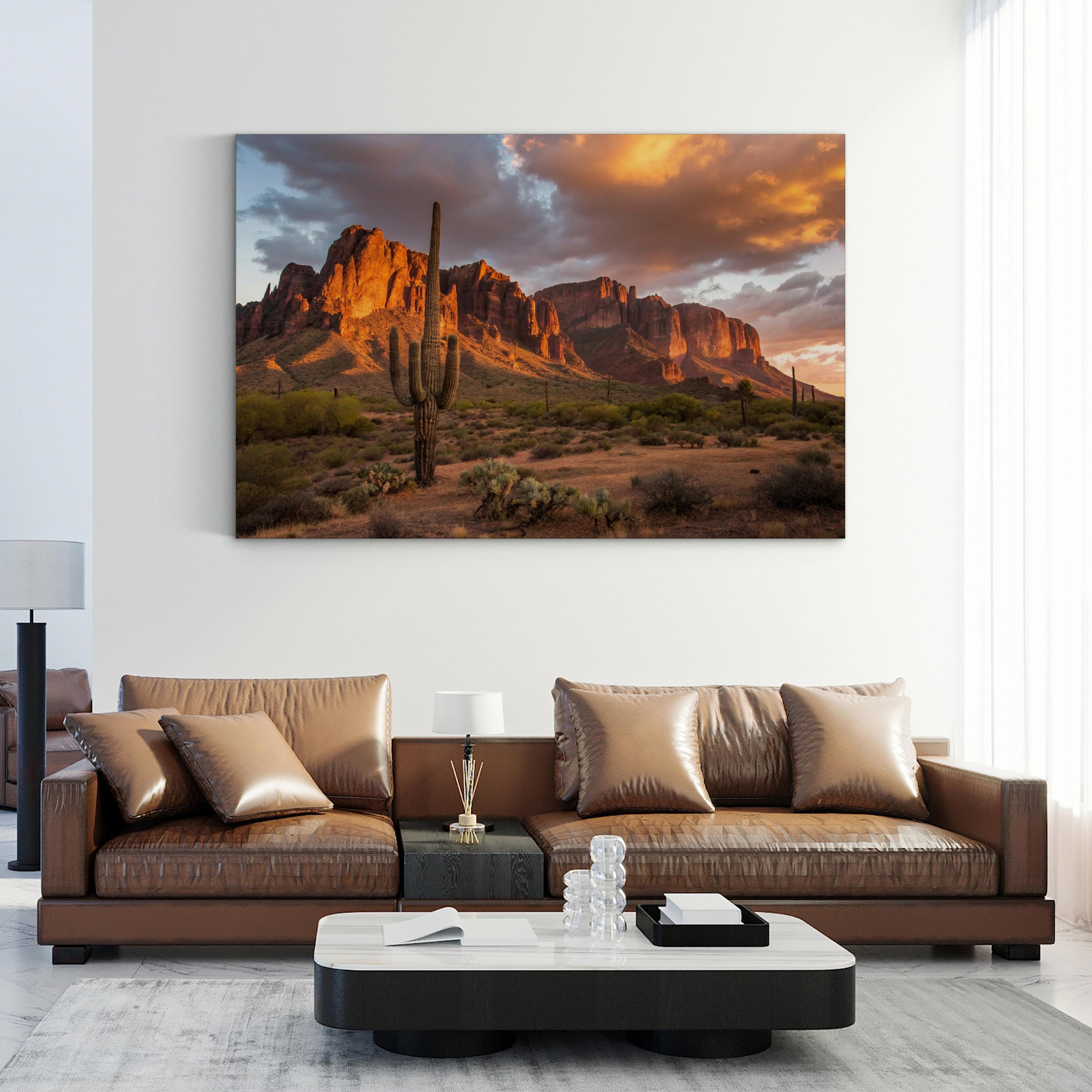 Superstition Mountains Sunset Wall Art | Desert Landscape Canvas Print