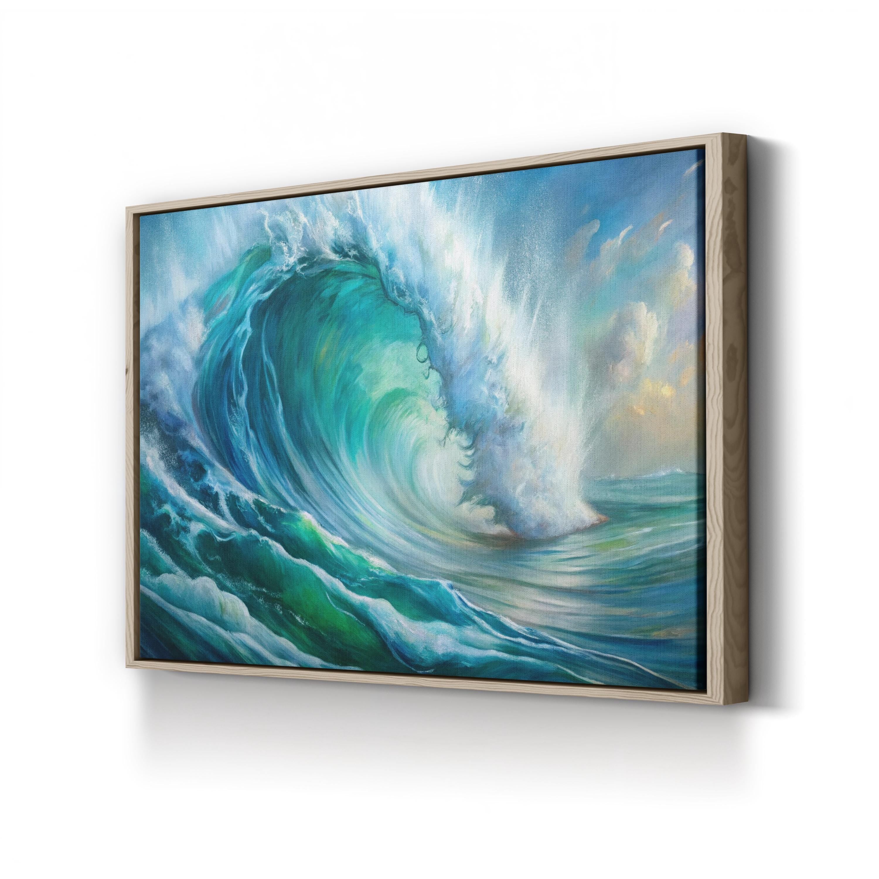 Ocean Wave Canvas Wall Art — Coastal Beach House Seascape Print