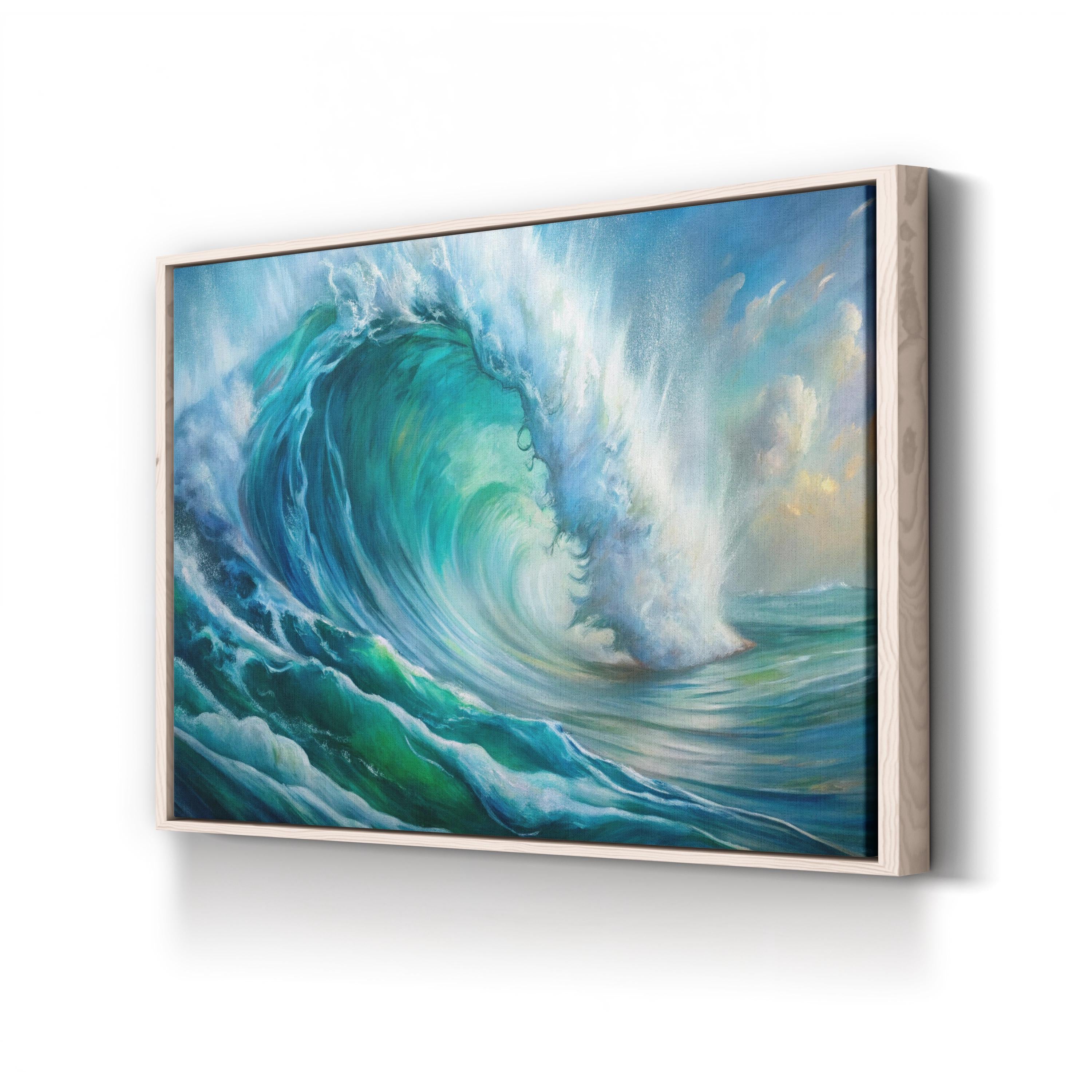 Ocean Wave Canvas Wall Art — Coastal Beach House Seascape Print