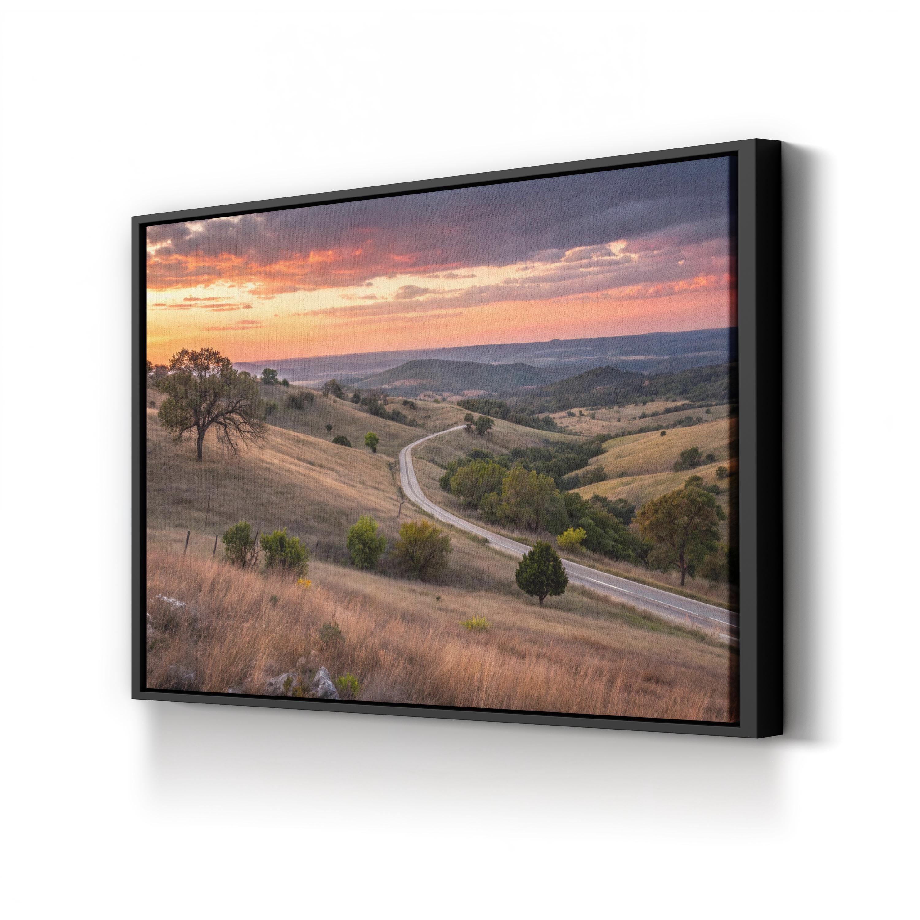 Texas Hill Country Sunset Wall Art — Rustic Landscape Photography Canvas Print
