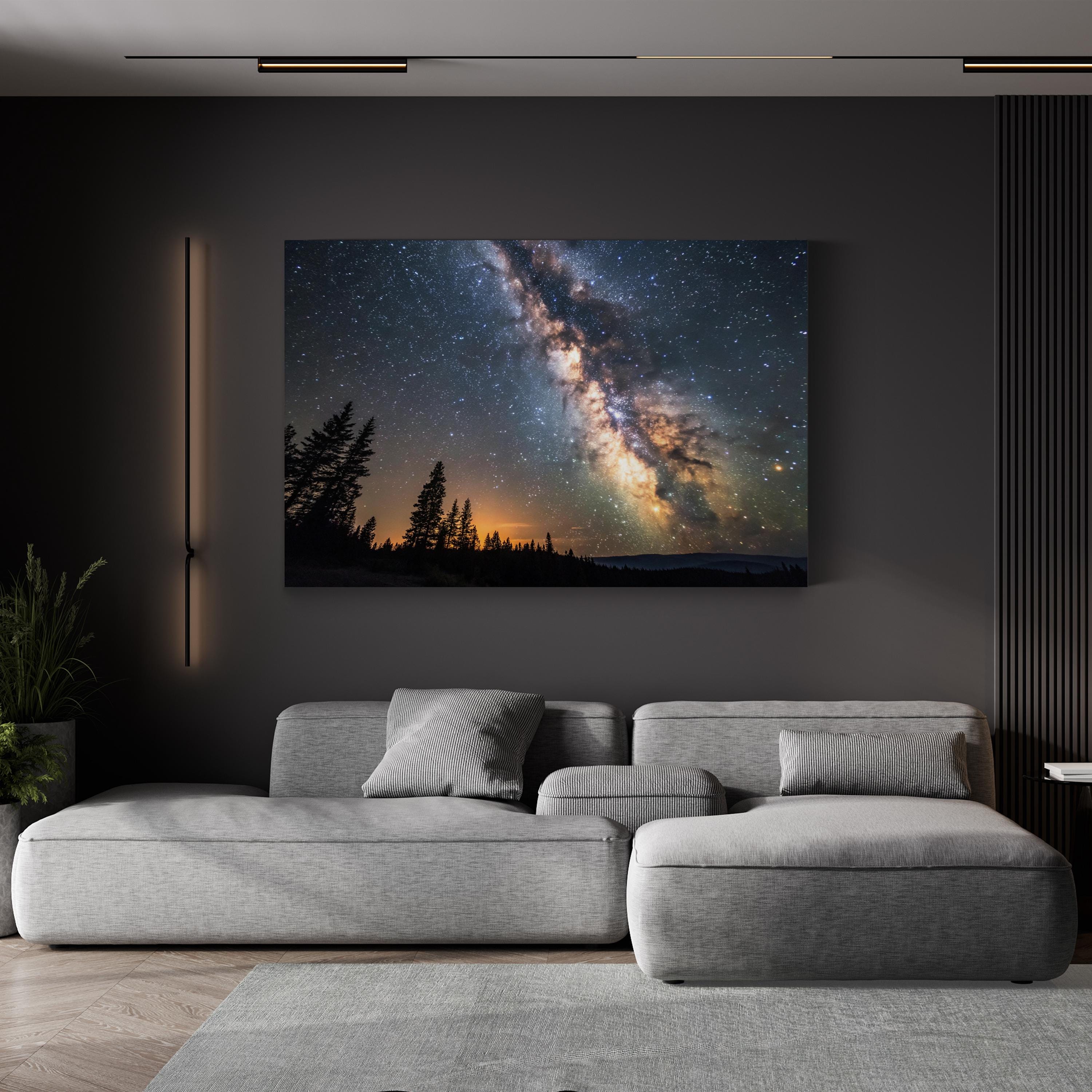 Milky Way Galaxy Canvas Art Print | Starry Night Sky Photography Wall Art