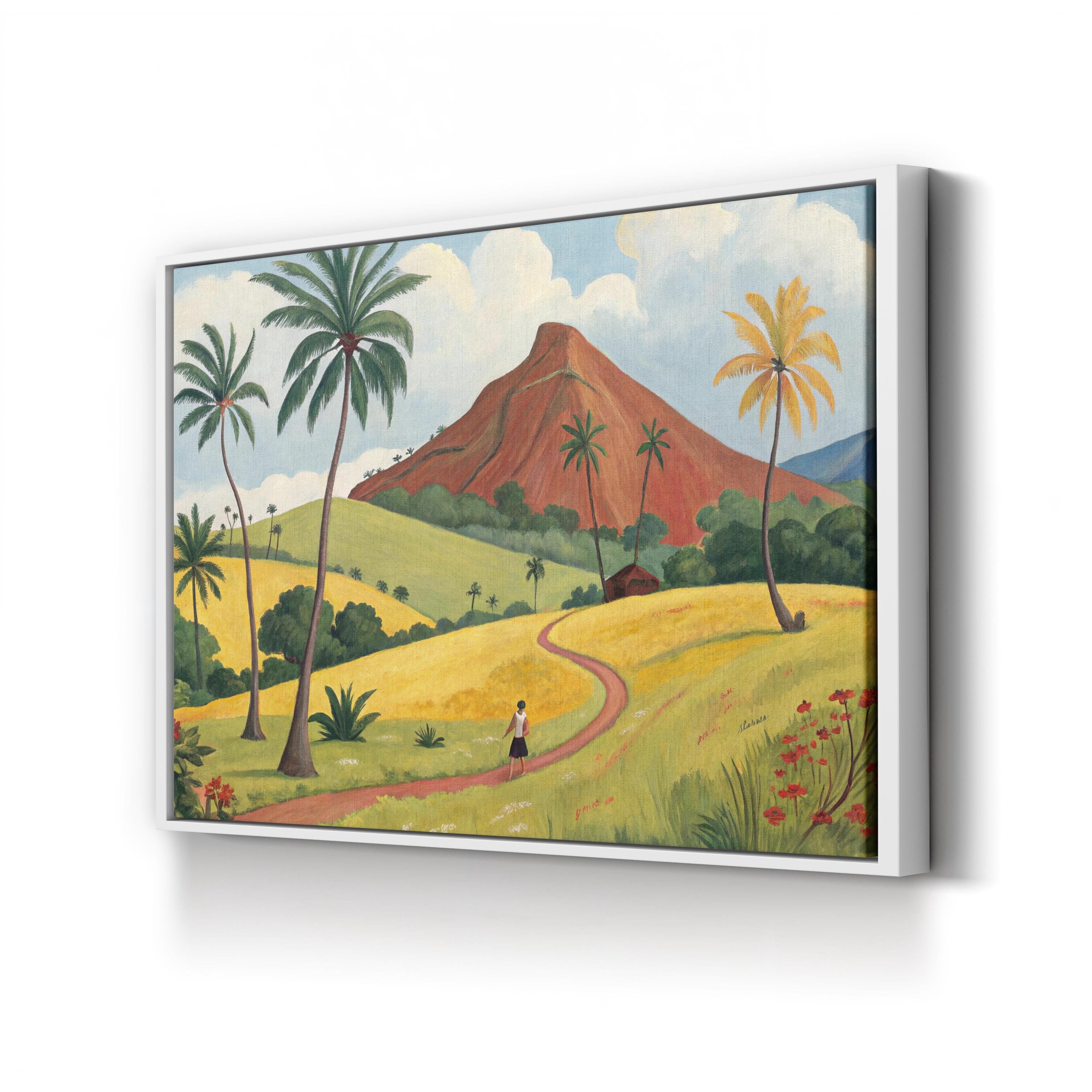 Tropical Island Mountain – Period Illustration Wall Art | Scenic Landscape Canvas Print